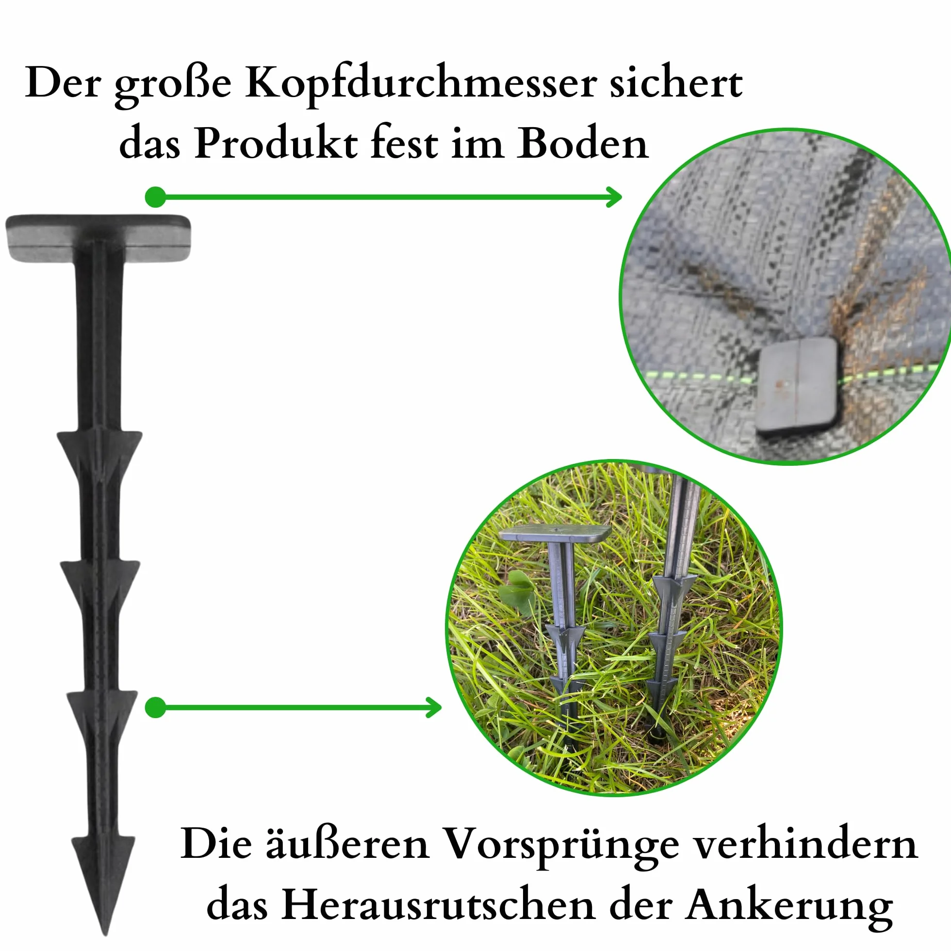 WDB - Kotwy gruntowe do włókniny chwastobójczej - Kotwa rozporowa 15 cm z polipropylenu (PP) do agrotkaniny - Kotwy gruntowe czarne 50 szt.