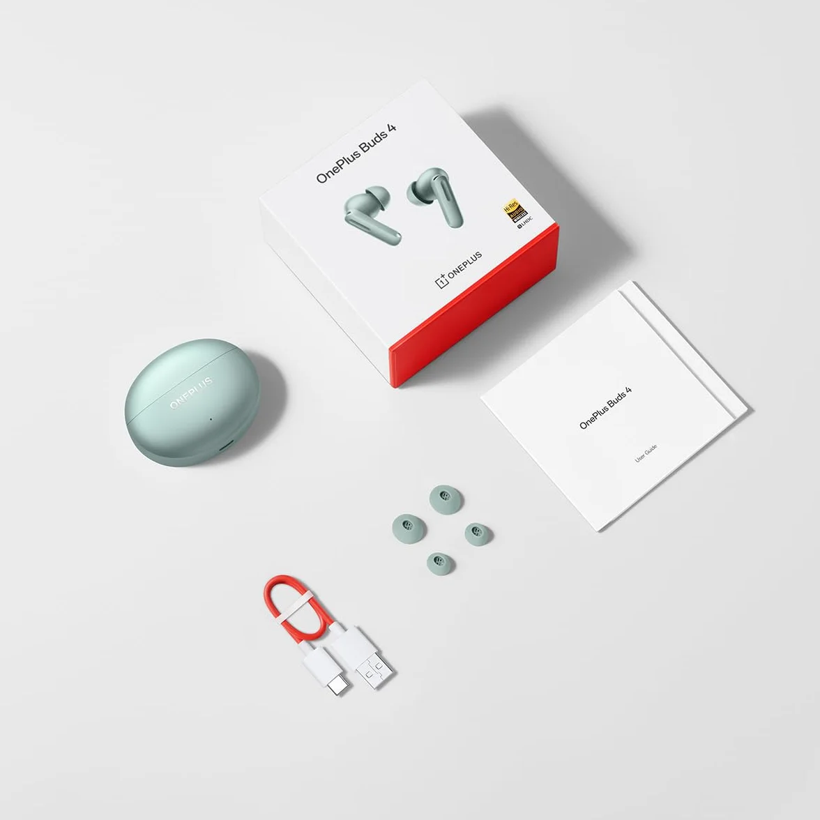 OnePlus Buds 4 bezprzewodowe słuchawki douszne Bluetooth, douszne True Wireless z aktywną redukcją szumów, zielone (2 lata)