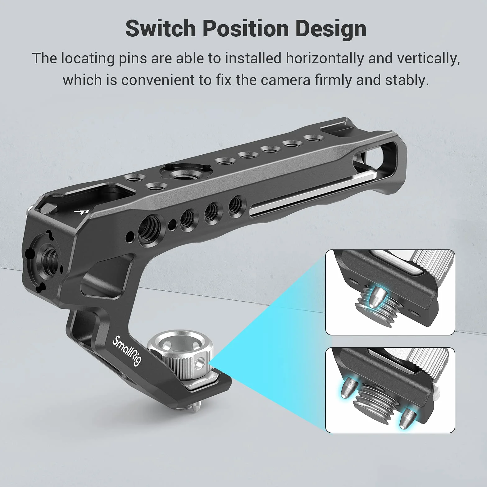 SMALLRIG Górny Uchwyt dla ARRI z Otworami Ustalającymi dla ARRI Klatki Aparatu, Ergonomiczny KształT, z Adapterem Zimnej Stopki Zaprojektowanym z Zabezpieczeniem Przed ZsunięCiem - 2165C
