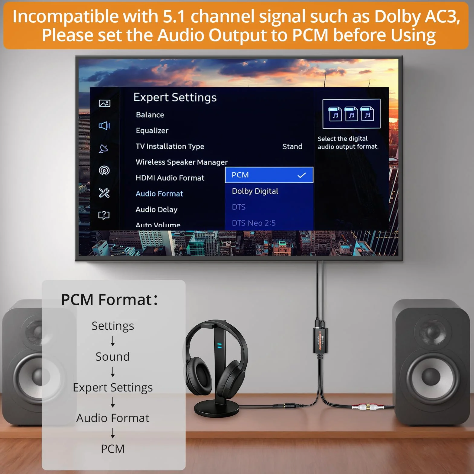 Neoteck Optyczny konwerter audio 192 kHz na RCA 3,5 mm, Toslink na RCA, cyfrowy na analogowy