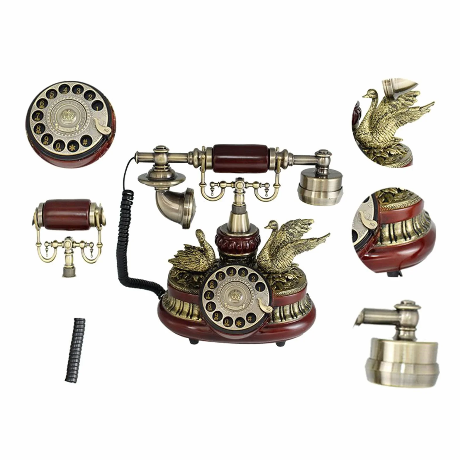 Telefon vintage, telefon retro z tarczą obrotową, zabytkowy stacjonarny, klasyczny przewodowy, do użytku domowego