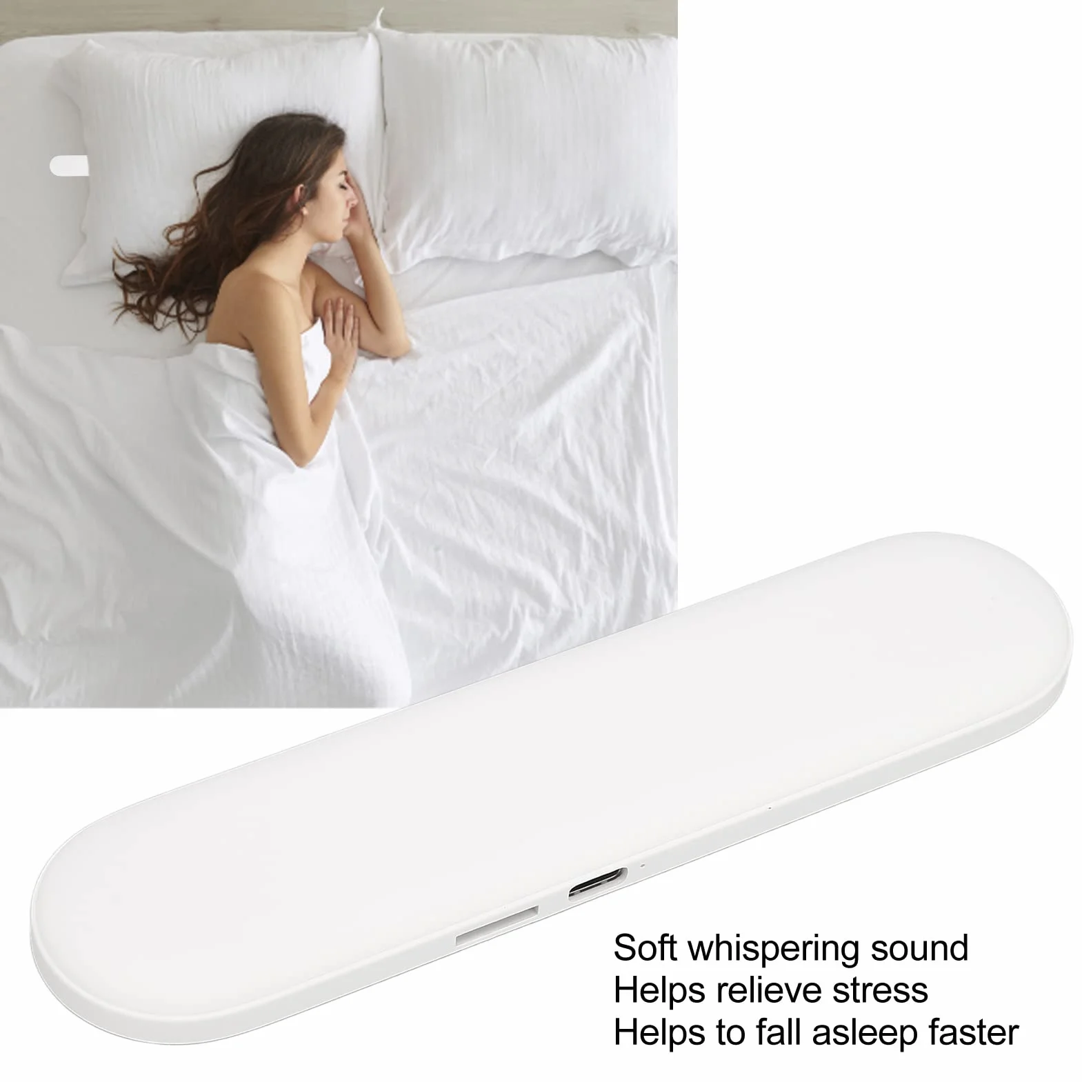 Głośnik Poduszkowy, Głośnik Przewodnictwa Kostnego z Funkcją Timera i Basem Stereo, Głośnik do Spania do Snu, Medytacja, Słuchawki Bluetooth do Spania do Głębokiego Snu(Biały)
