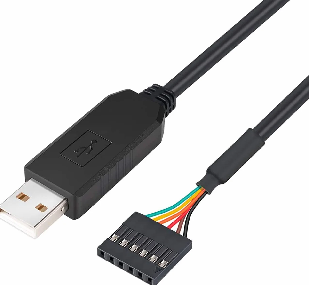 DTECH FTDI USB do TTL Adapter szeregowy 5V UART kabel 6 Pin gniazdo Header FT232RL Chip kabel danych dla Windows 10 8 7 Linux MAC OS (1 metr, Czarny)