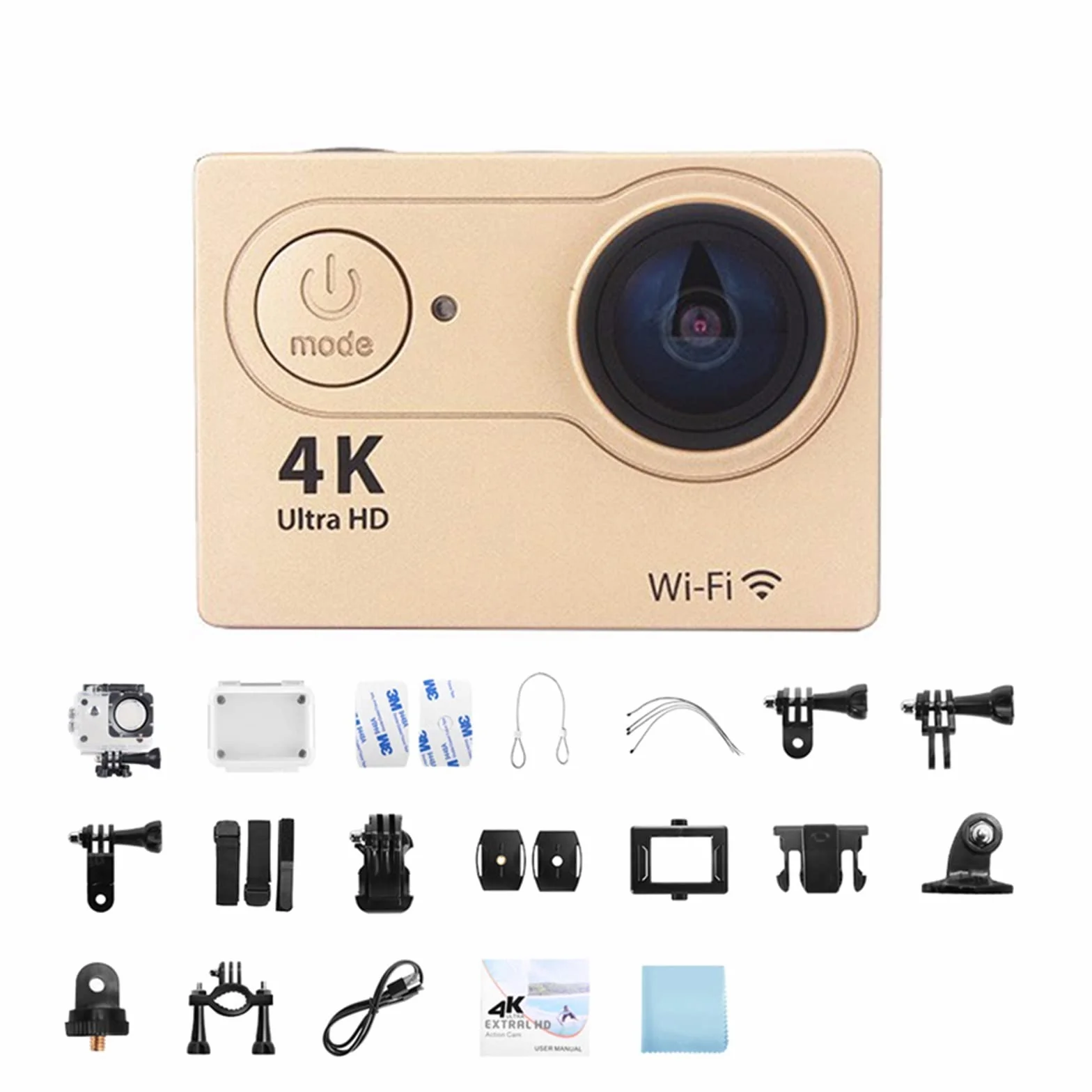 Kamera vloga akcji Kamera sportowa 4K 2,0-calowy ekran Pilot WiFi Kamera akcji Wodoodporny kask podwodny Nagrywanie wideo Kamera zewnętrzna (Size : No Card, Color : 3)