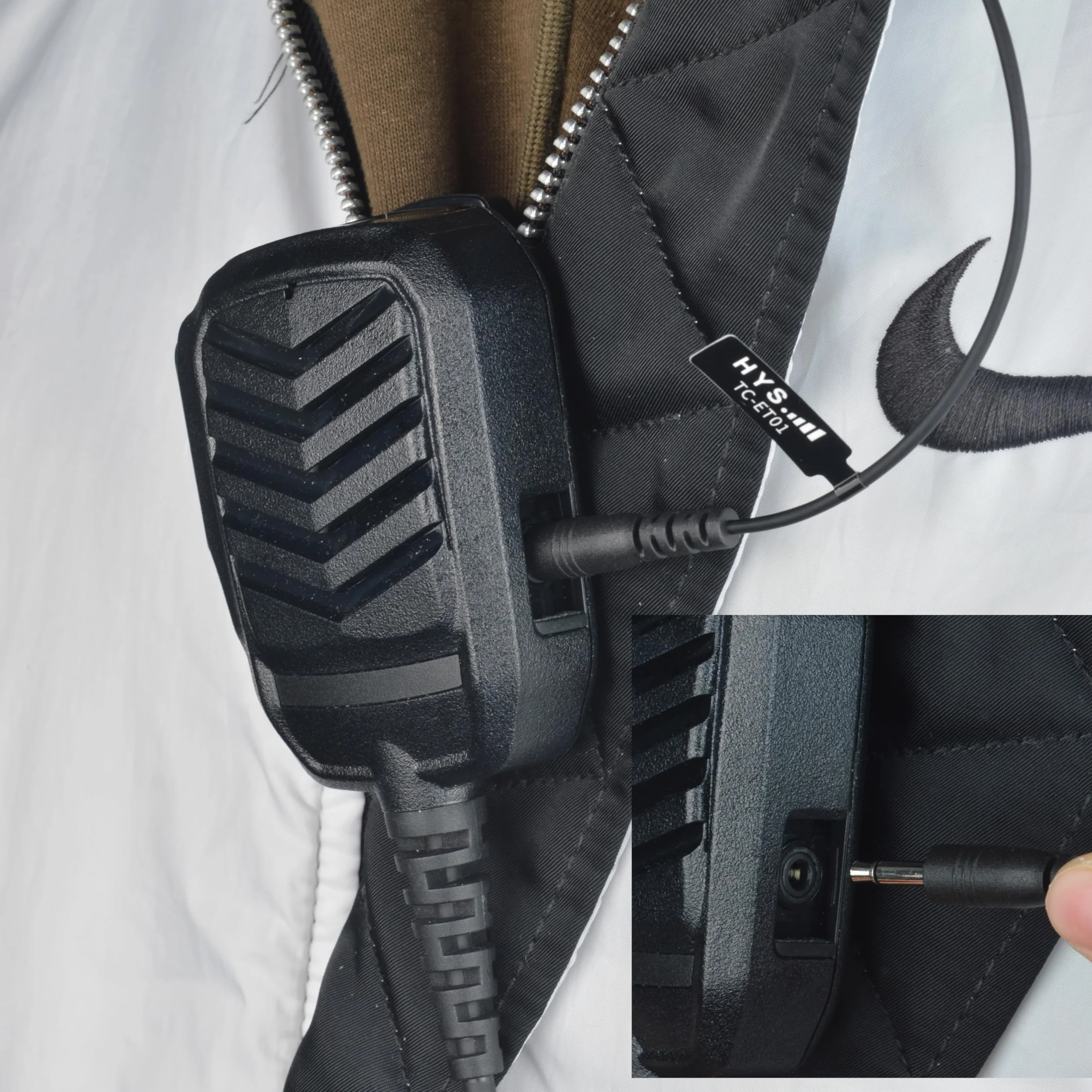 HYS Słuchawki douszne wąż dźwiękowy - jack 3,5 mm - One Ear - Listen Only słuchawki z symetryczną armaturą - zestaw słuchawkowy do urządzeń radiowych, mikrofonów głośnikowych (czarny)