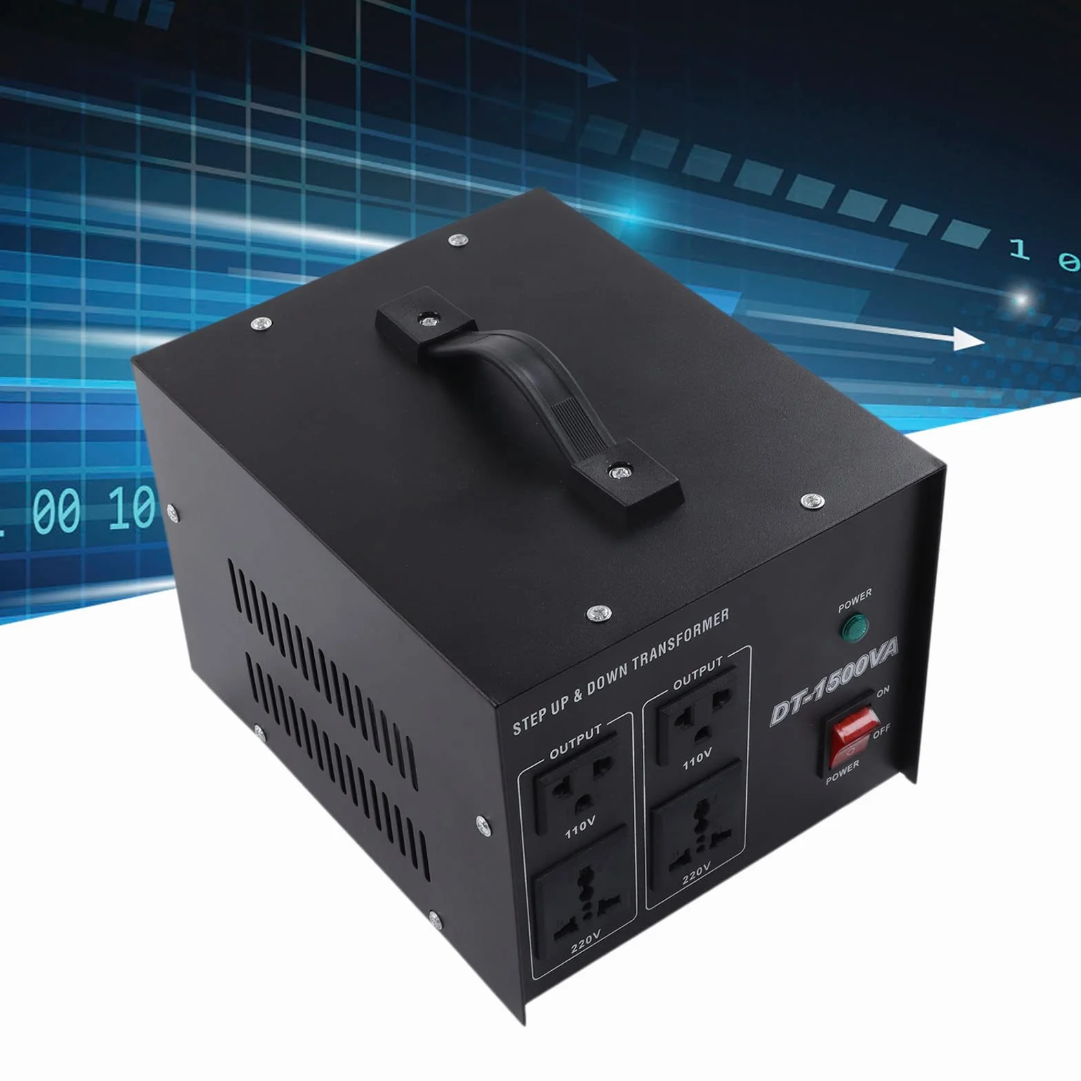 Transformator napięciowy o dużej wytrzymałości 1500 W — przetwornica zwiększająca i zmniejszająca moc — jednostka dwukierunkowa 110 V na 220 V i 220 V na 110 V z rdzeniem