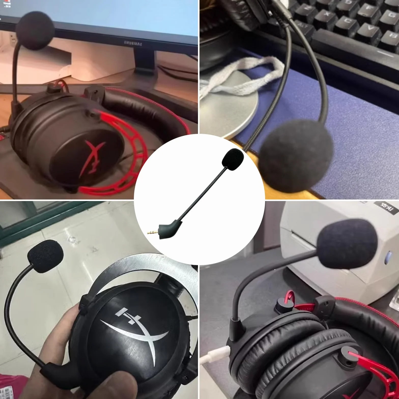 Wymienny mikrofon 3,5 mm Boom for Hyperx Cloud 2, redukcja szumów Micro Gaming kompatybilny z słuchawkami dla HyperX Cloud Alpha, Cloud Core, Cloud Pro, Cloud X, Micro Gaming do PS5, PC