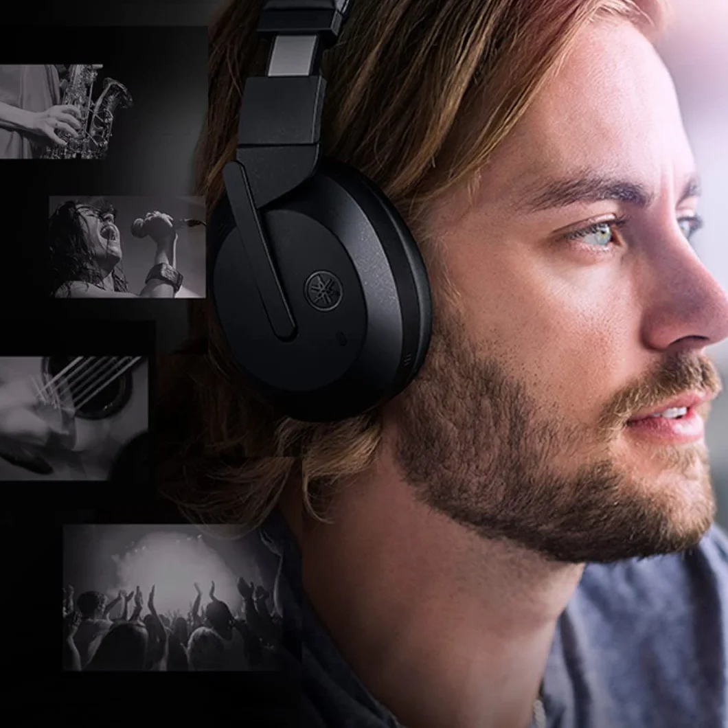 Yamaha YH-E700B bezprzewodowe słuchawki nauszne Bluetooth z 32-godzinnym czasem pracy baterii i aktywną redukcją szumów – w kolorze czarnym