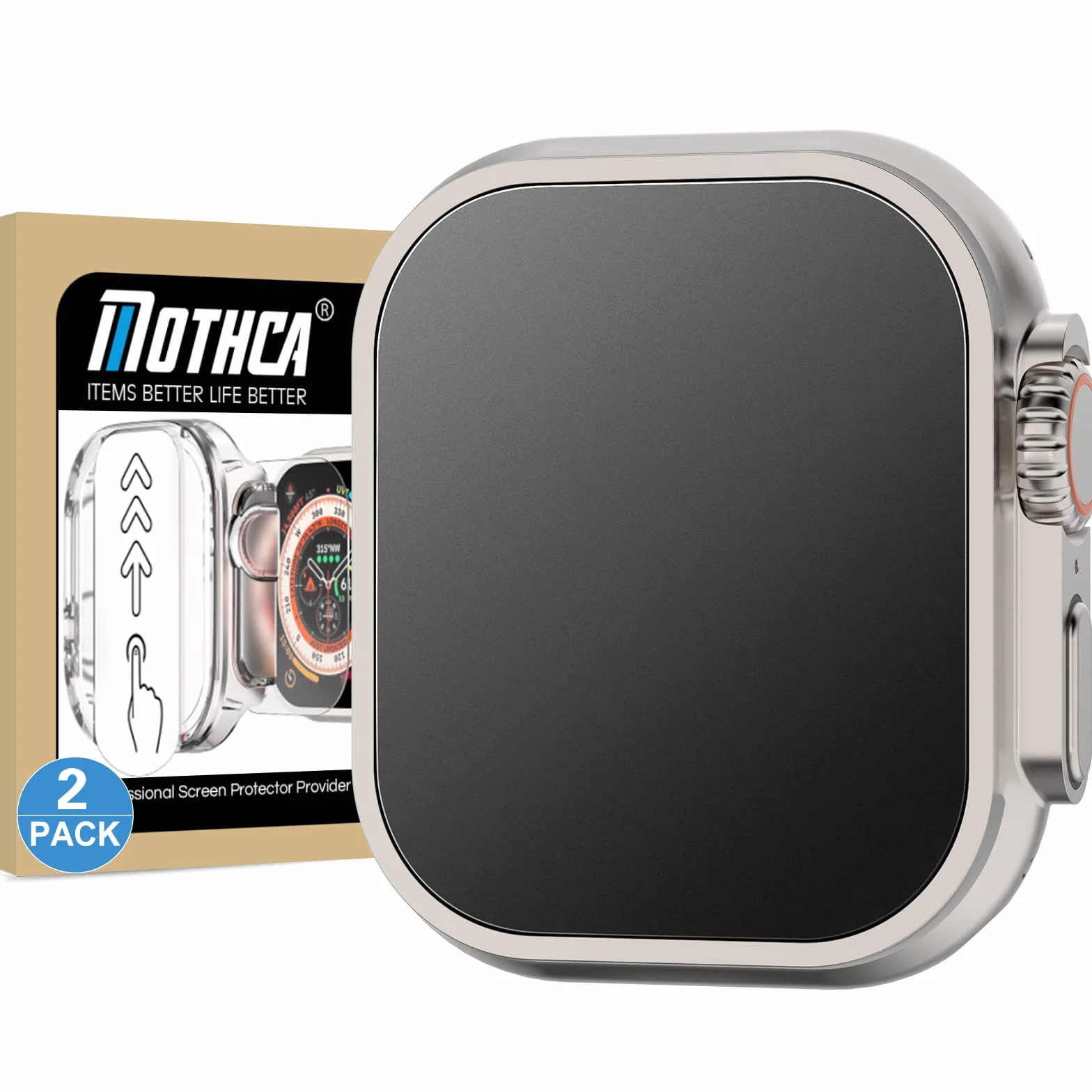 Mothca [2 Sztuki] Ochraniacz Ekranu dla Apple Watch Ultra Matowe Szkło Hartowane Antyrefleksyjny Przezroczysta Folia