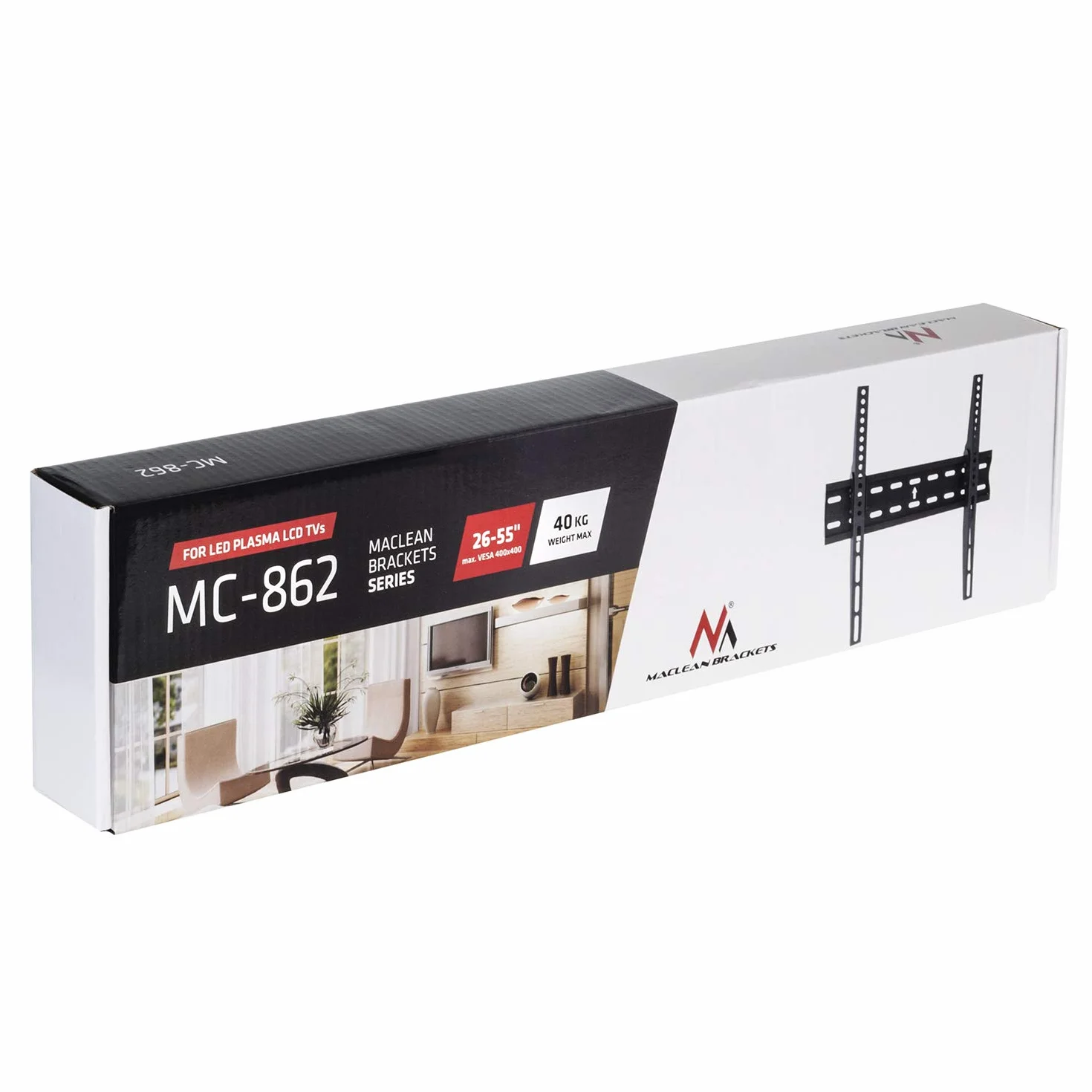 Maclean MC-862 uchwyt ścienny do telewizora 26-55" do 40 kg maks. VESA 600 x 400 mm uniwersalny OLED QLED LCD LED uchwyt plazmowy pochylany Slim Design