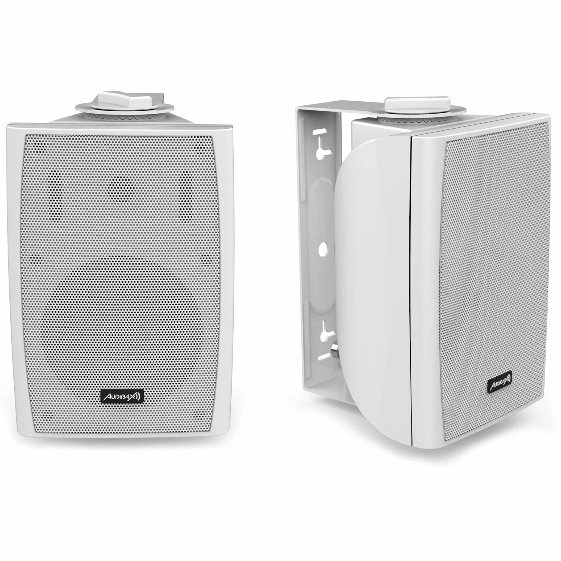 Audibax | Elipse 4" głośnik – głośnik Hi-Fi i system dźwiękowy – 2 możliwości – uchwyt ścienny – biały – para – moc 30 W – częstotliwość 70 Hz – 20 kHz – 15 x 21 x 12,5 cm – waga 1,79 kg