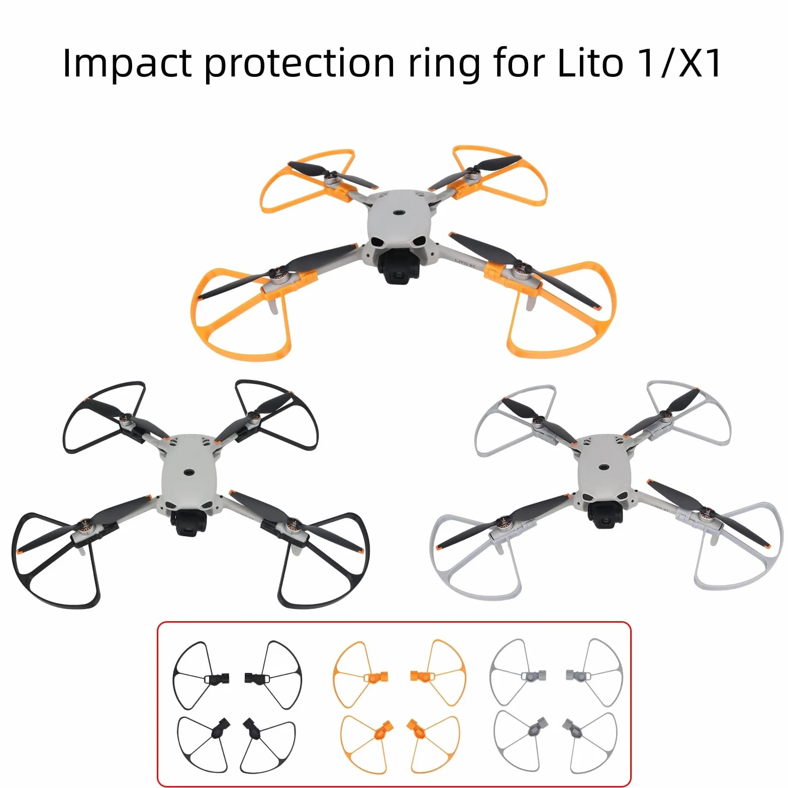 Pasuje do DJI Lito 1 / Lito X1, osłony śmigieł, pierścień ochronny odporny na uderzenia, łatwy w montażu zderzak do ochrony przed uderzeniami (szary)