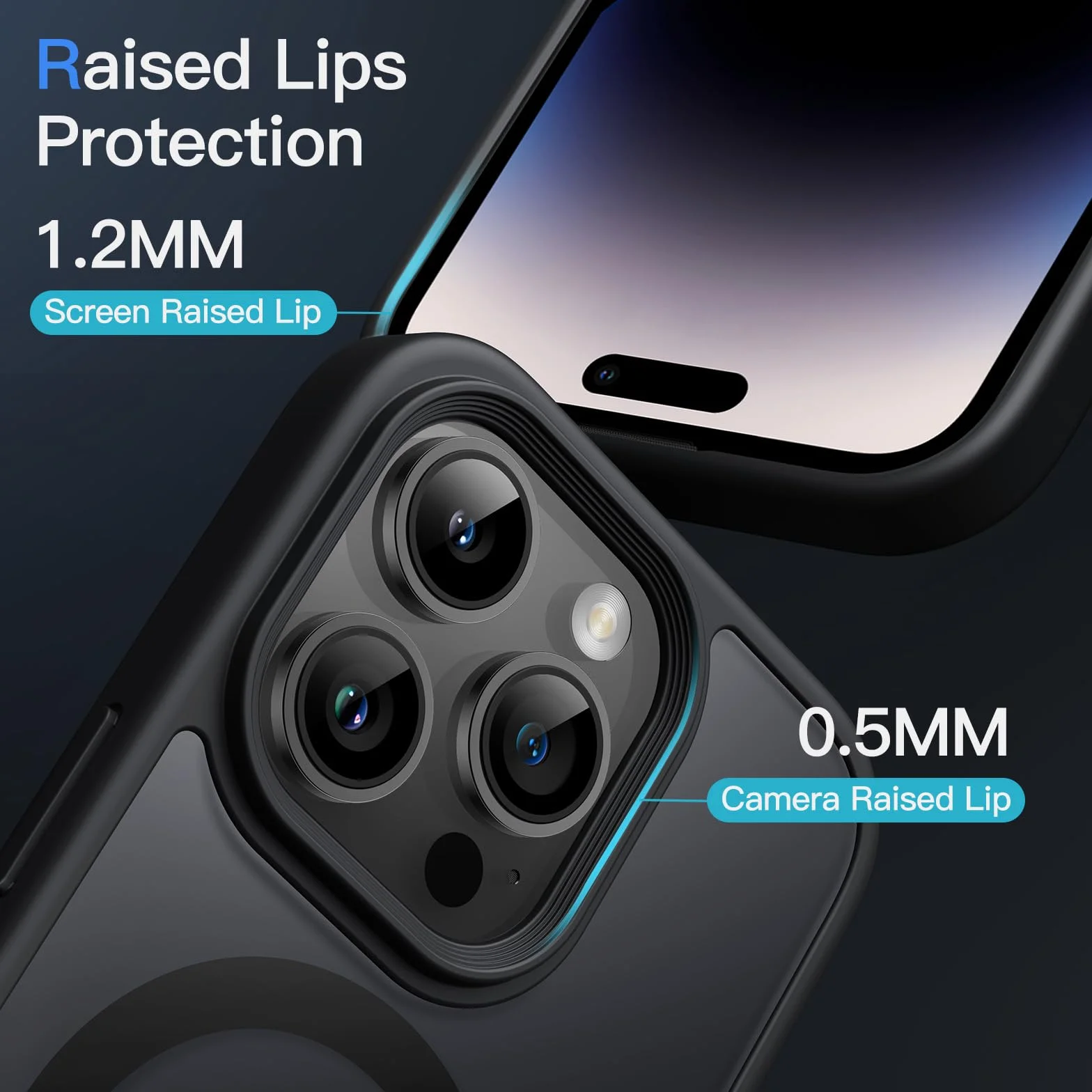 JETech Magnetyczna Etui iPhone 14 Pro Max 6,7 Cala MagSafe Półprzezroczysta Matowe Tylna Odporny na Wstrząsy Case Czarny