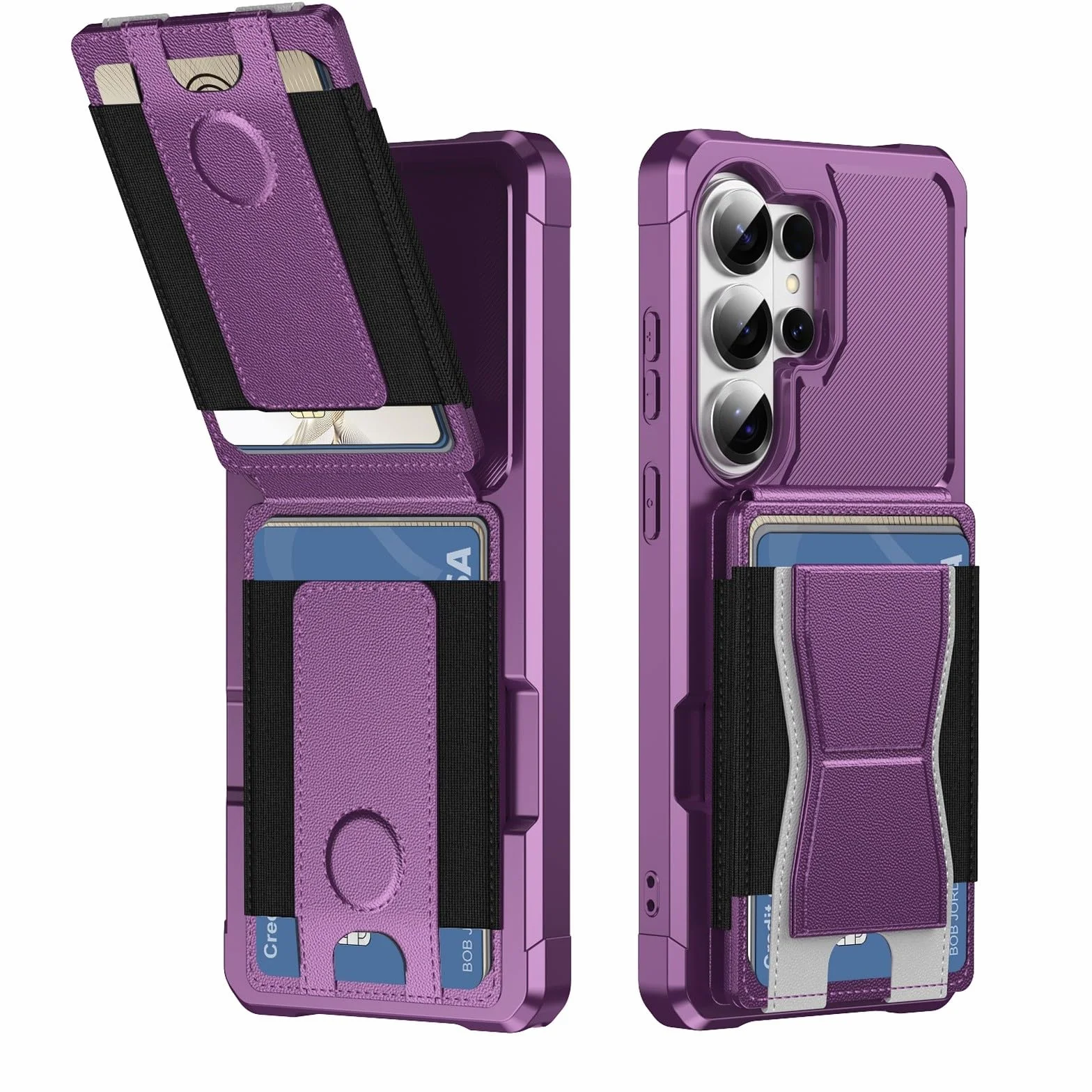 Generic etui kompatybilne z Samsung Galaxy S24 FE (kolor: fioletowy) skórzane etui na karty twarde silikonowe etui na tył