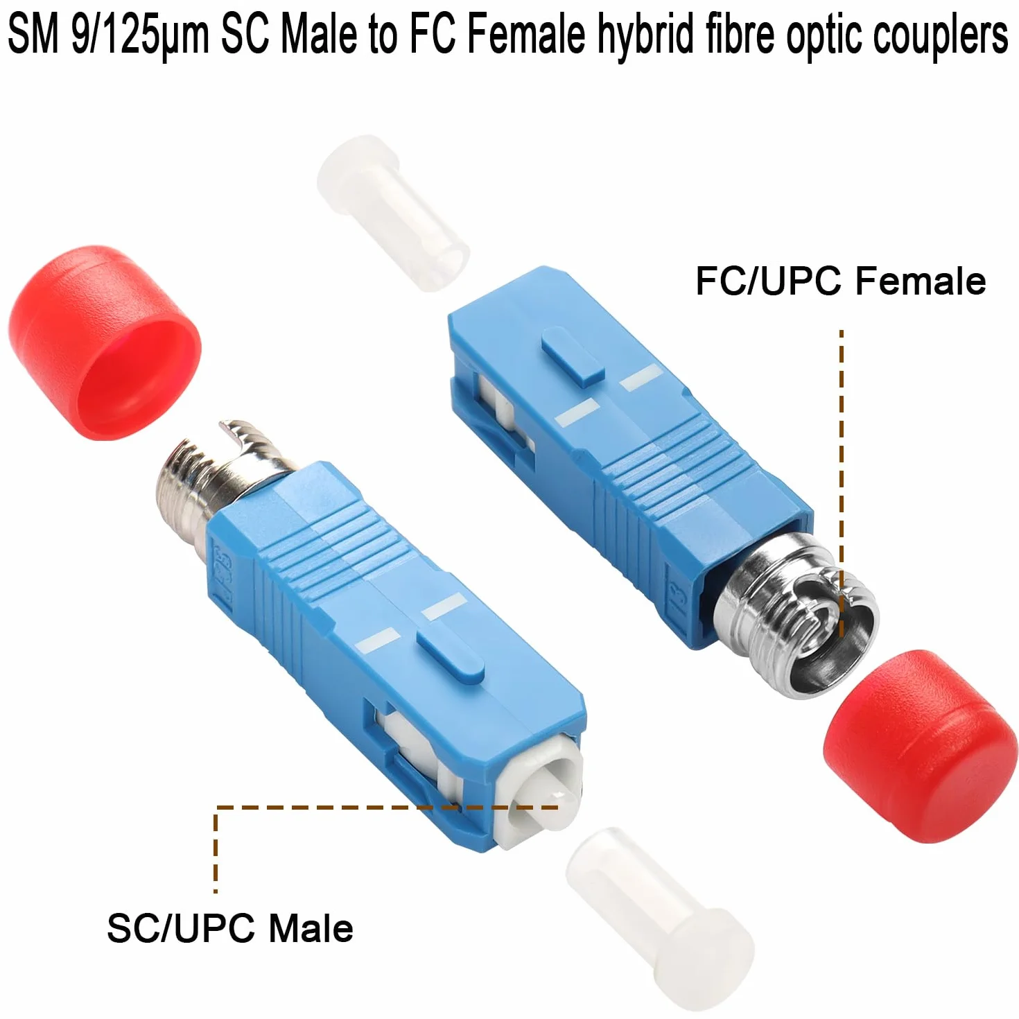 QIANRENON SC męski na FC żeński hybrydowy adapter światłowodowy złącze SM 9/125μm SC/UPC do FC/UPC światłowodowy simplex złącze konwertera, do optycznego miernika mocy czerwonego pióra