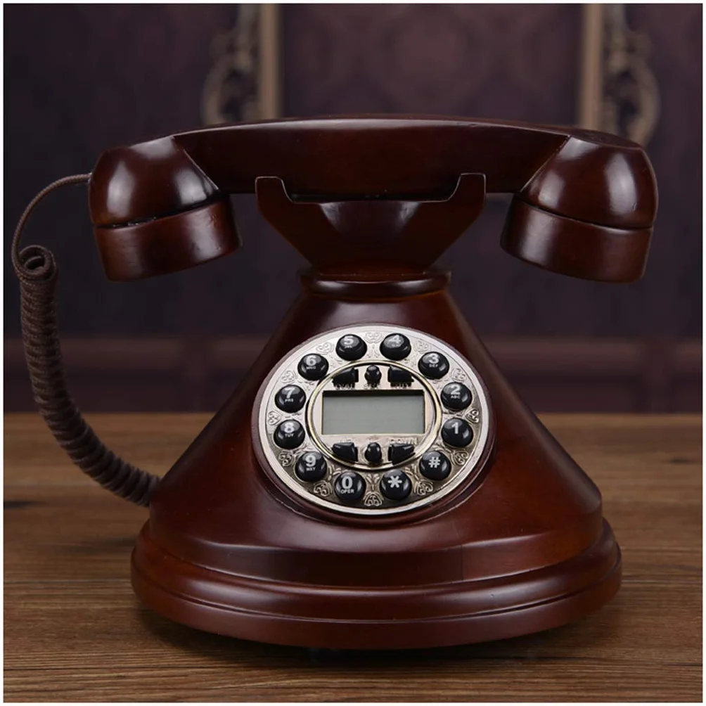 Telefon retro z litego drewna Zabytkowy aparat telefoniczny Europejskie biuro Stacjonarny telefon domowy Telefon amerykański ，Antyczny telefon