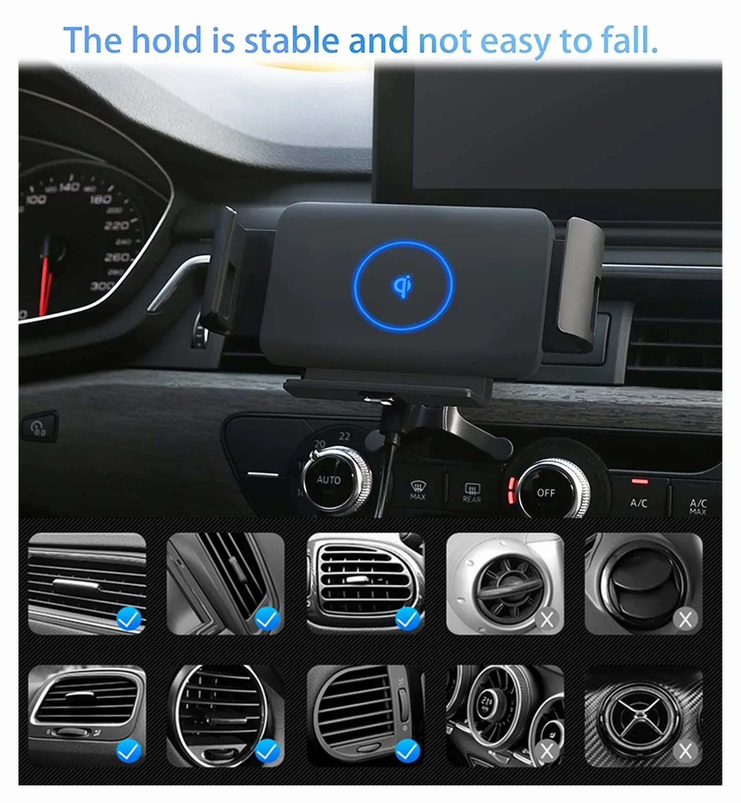 Ładowarka bezprzewodowa, Bezprzewodowa ładowarka samochodowa Składany ekran 15W Szybka ładowarka do telefonu Uchwyt do telefonu(S2 With Car Charger)