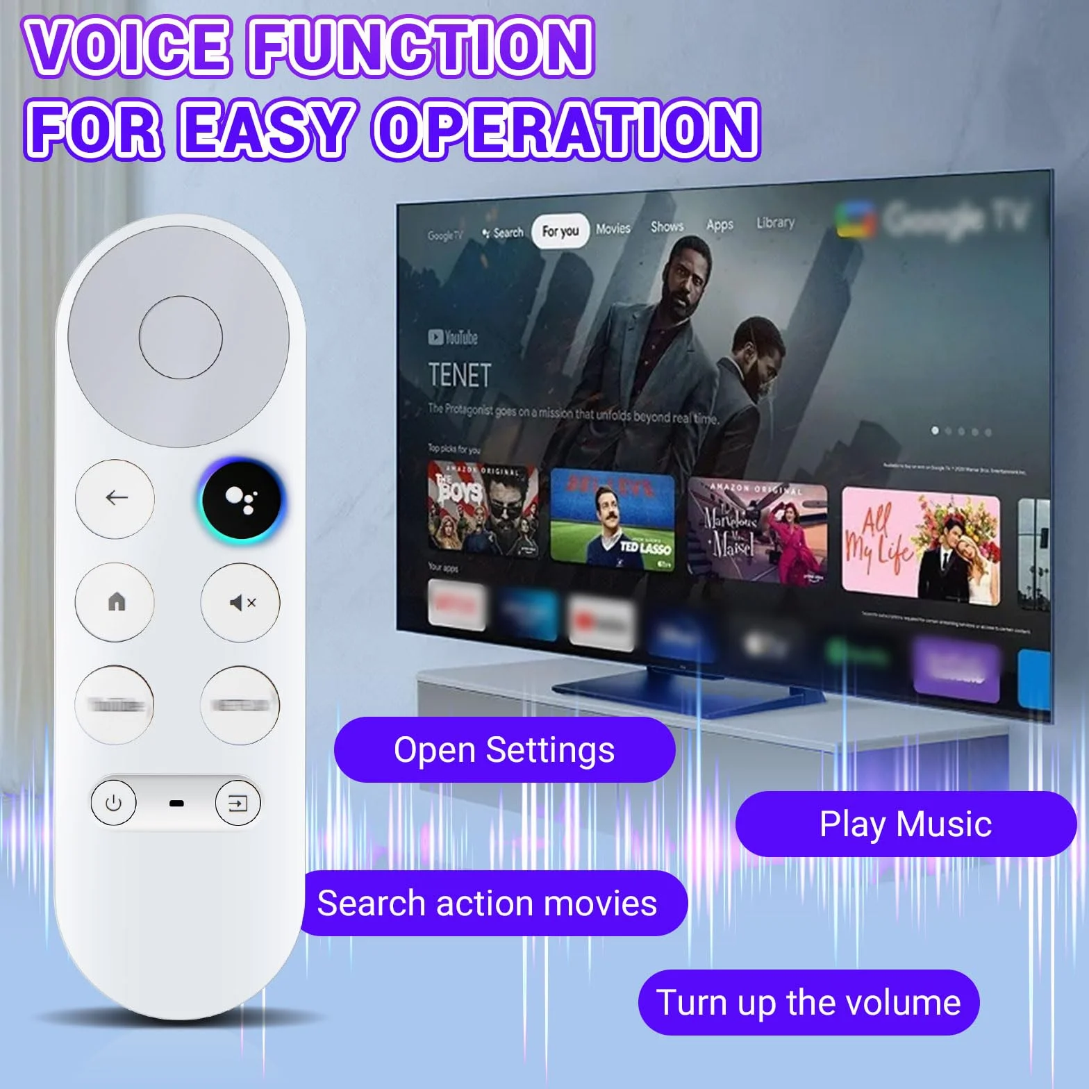 G9N9N zamiennik pilota do Google Chromecast TV 4K Snow Bluetooth, pilot głosowy, kompatybilny z Google GA01409-US, GA01919-US, GA01920-US, GA01923-US, GA02463-US, GA02464-US