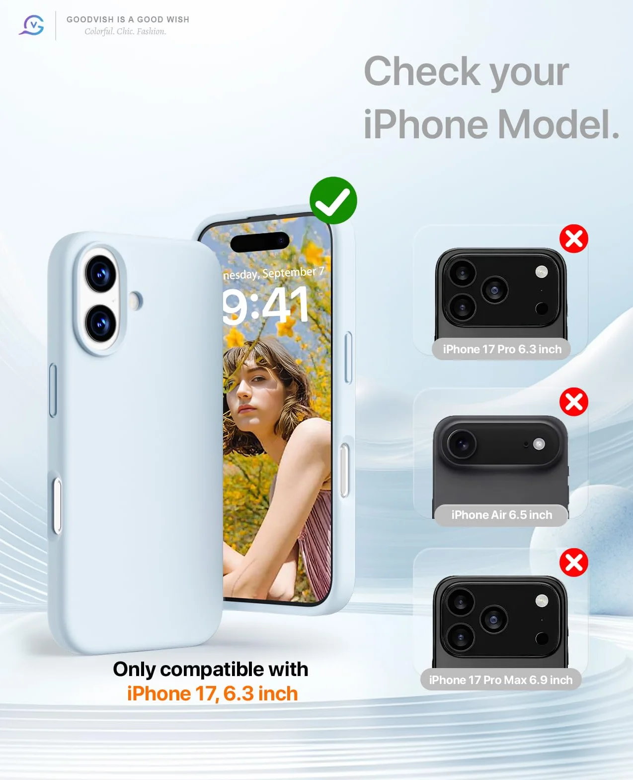 GOODVISH Etui 3 w 1 do iPhone 17 6.3, Silikonowe, Odporna na Zarysowania i Uderzenia Obudowa Ochronna