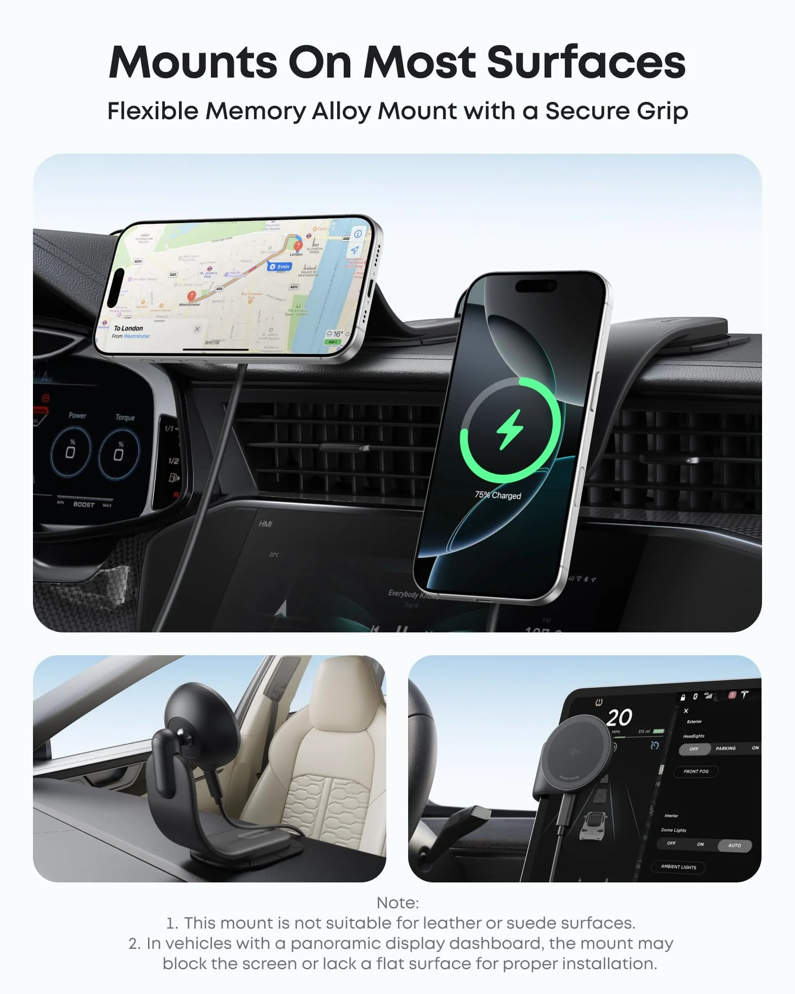 Bezprzewodowa ładowarka samochodowa Anker Nano, regulowana magnetycznie w zakresie 360°, odłączana podkładka, szybkie ładowanie Qi 15 W, solidny metalowy uchwyt, do serii iPhone 16/15/14/13/12 (z zasi | Magnetyczna ładowarka samochodowa z regulacją 360°,