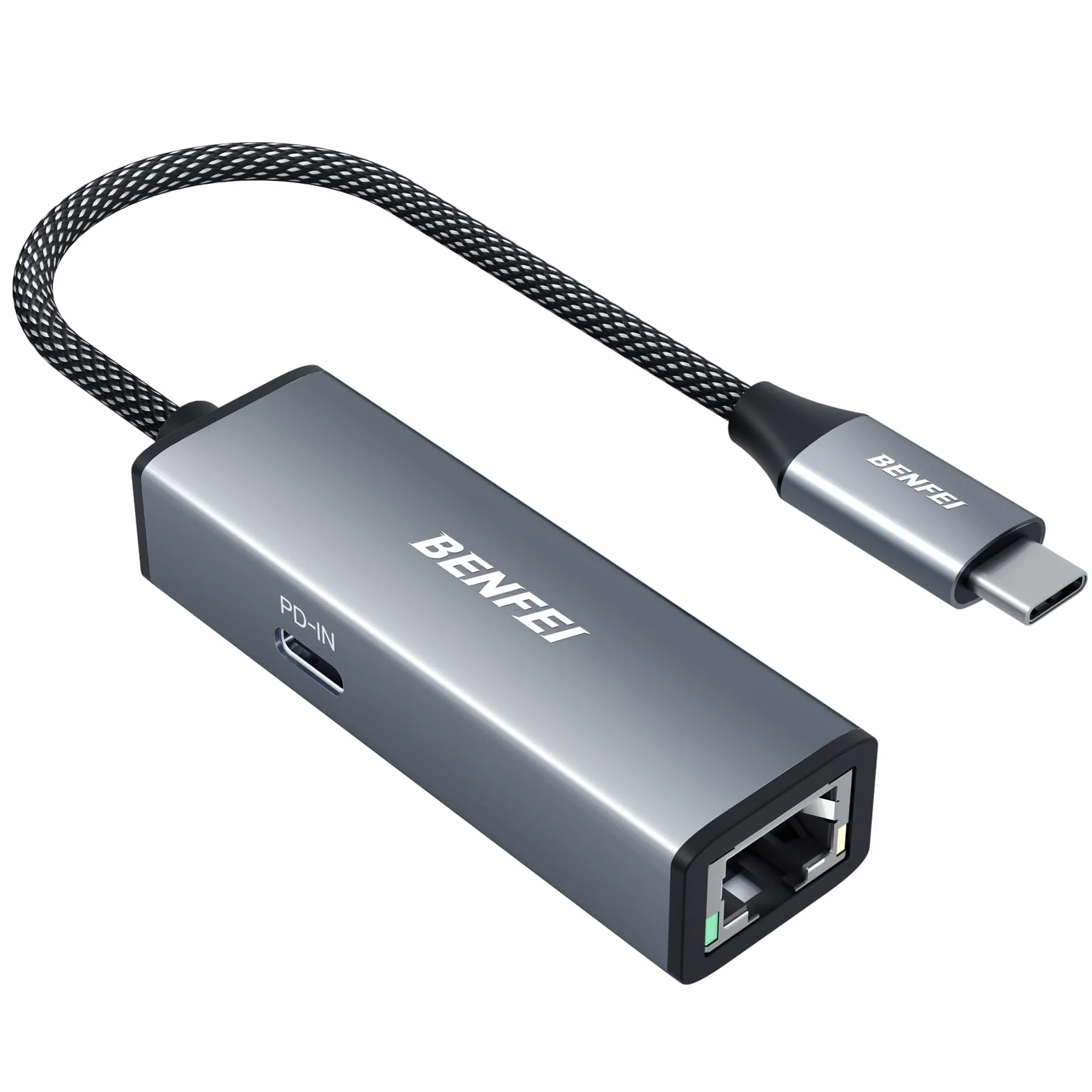 BENFEI Gigabitowy adapter USB-C na Ethernet z zasilaniem 100 W, adapter sieciowy Thunderbolt 3/4 na RJ45 Ethernet LAN, kompatybilny z iPhonem 15 Pro/Max, MacBookiem Pro/Air 2023, iMac