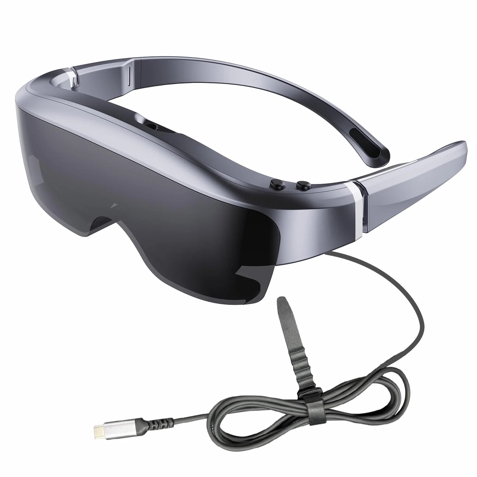 Cryfokt Inteligentne Okulary, 400-calowy Wirtualny Ekran HD z regulacją Krótkowzroczności od 0 do 600°, Wyświetlacz, Wbudowane Głośniki, łączność Typu C do Kina i Gier na Sma