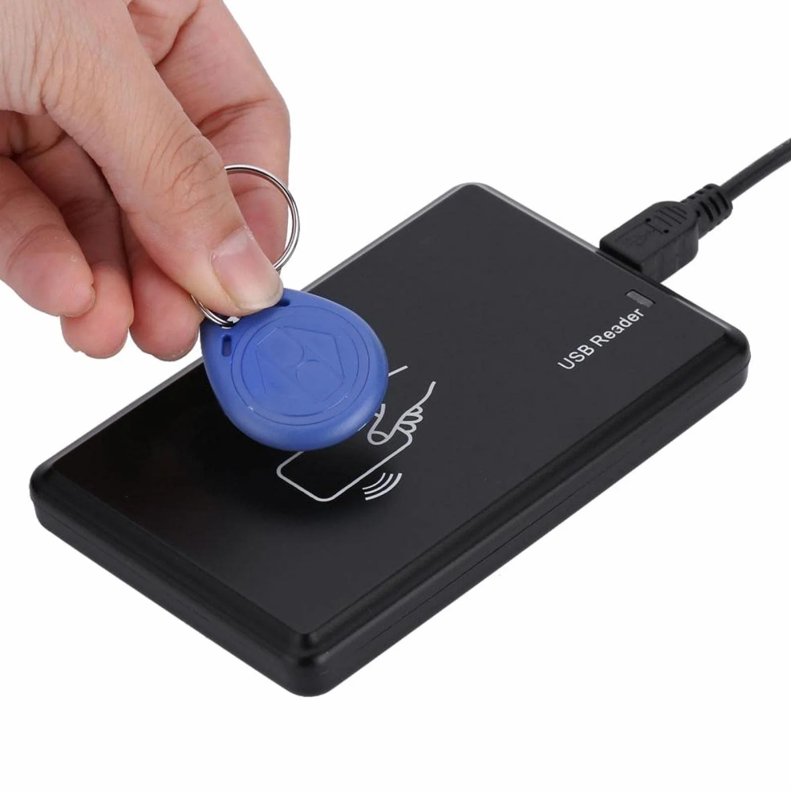 Nikou Czytnik i Zapisywacz kart RFID, Czytnik kart USB, Zapisywacz i Kopiarka kart identyfikacyjnych 125 kHz USB Duplikator kart RFID z 5 szt. breloczkami do kluczy