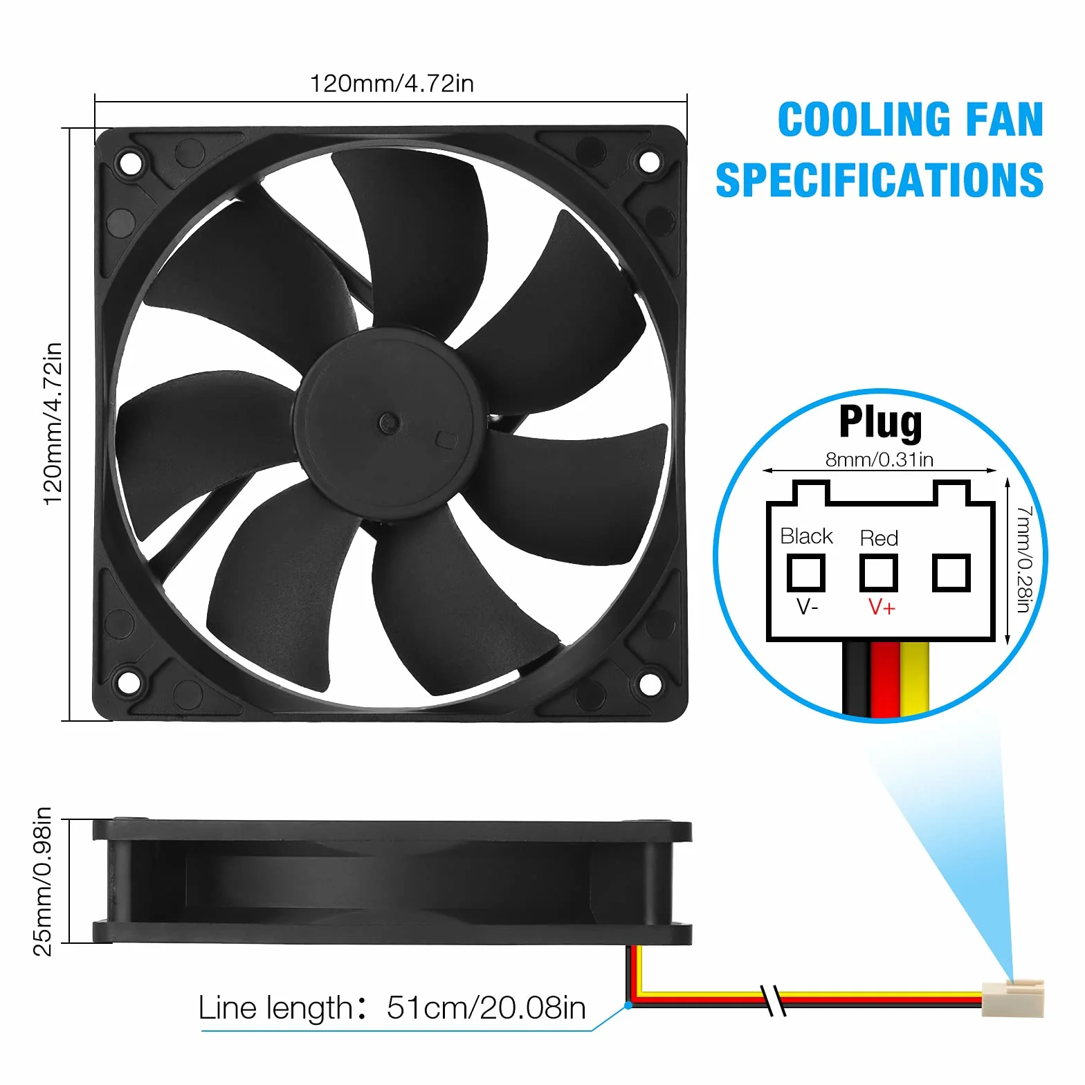 Cichy wentylator chłodzący 12 V DC 120 mm, regulacja prędkości przez wejście 5 V do 12 V, podwójne łożyska kulkowe 3-pinowe do obudowy komputera PC, szafki kina domowego, odbiornika DVR Xbox,