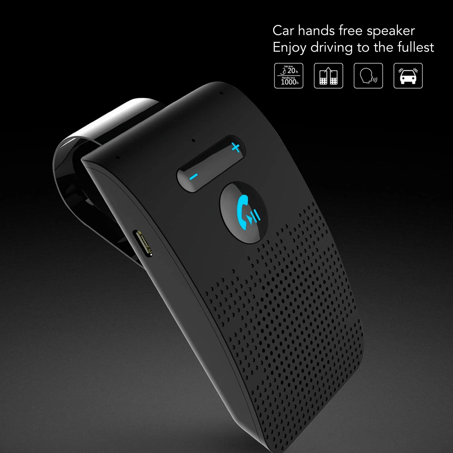 Samochodowy Zestaw Głośnomówiący, Zestaw Głośnomówiący z Automatycznym Połączeniem Telefonu Komórkowego Bluetooth 5.0 Bezprzewodowy Adapter do Odbiornika Przeciwsłonecznego Głośnik MP3 z Klipsem z Tył