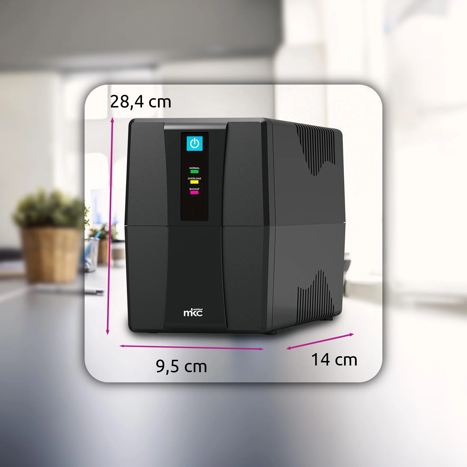 Zasilacz awaryjny UPS 800VA Line Interactive Melchioni MK | Ochrona przed awarią i skokami napięcia, gniazda Schuko, idealne do komputerów PC, routerów, rejestratorów, monitoringu wideo