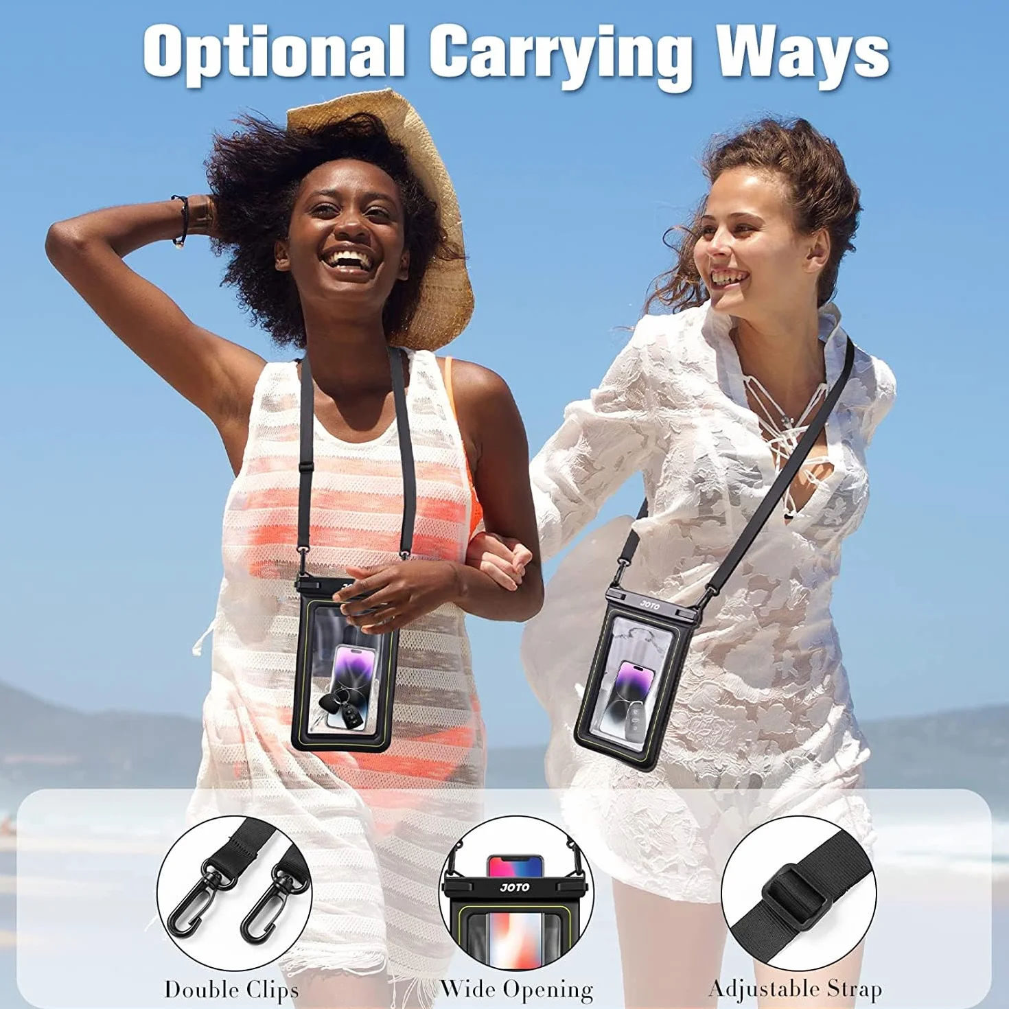 JOTO Wodoodporny Floating Phone Holder Pouch, Float Clear Dry Bag uchwyt na telefon komórkowy pokrowiec na iPhone 14 13 12 11 Pro Max XS XR 8 7 Galaxy Pixel do 7" Cash Credit Card Watch Wallet -