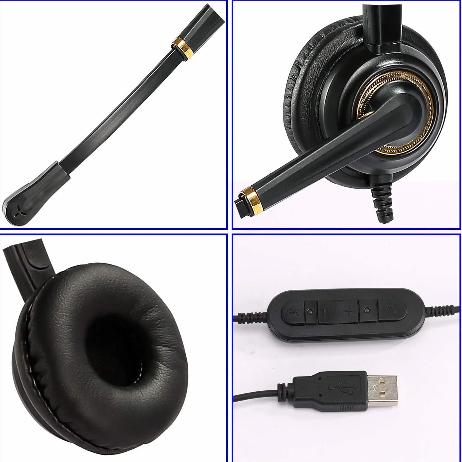Kejia Electronic Co.,Ltd Zestaw słuchawkowy USB z mikrofonem z redukcją szumów do laptopa PC, zestaw słuchawkowy do komputera dla zespołów softphone'ów, Zoom, Business Skype, połączenia konferencyjne