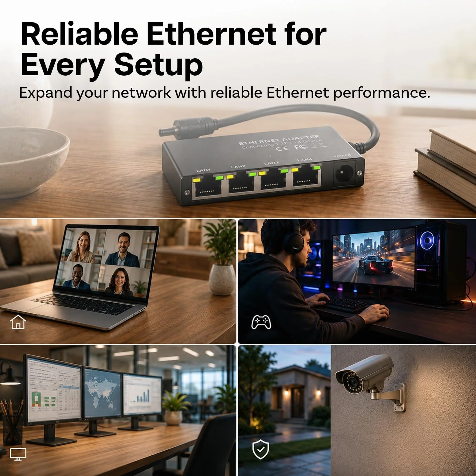 4-Portowy Gigabit Adapter Ethernet kompatybilny ze Starlink Mini i Gen 3 od MMOBIEL – Przełącznik Ethernet RJ45, Rozdzielacz Ethernet 1000Mbps z Kablem 0.5m – Do Kampera, Łodzi, Home Office i Gaming