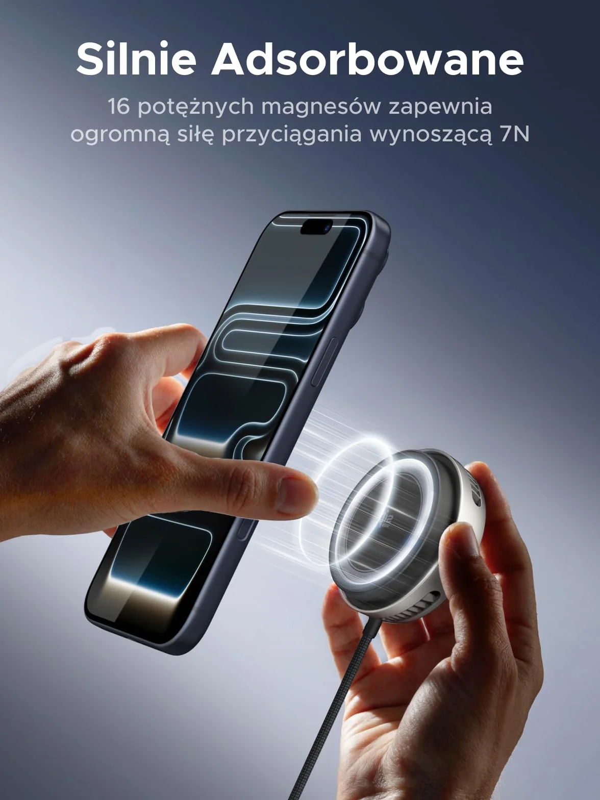 UGREEN Magflow Pro, magnetyczna podkładka ładująca Qi2 25 W | z aktywnym chłodzeniem, 1,5-metrowym plecionym kablem, kompatybilna z MagSafe dla iPhone'a 17/16