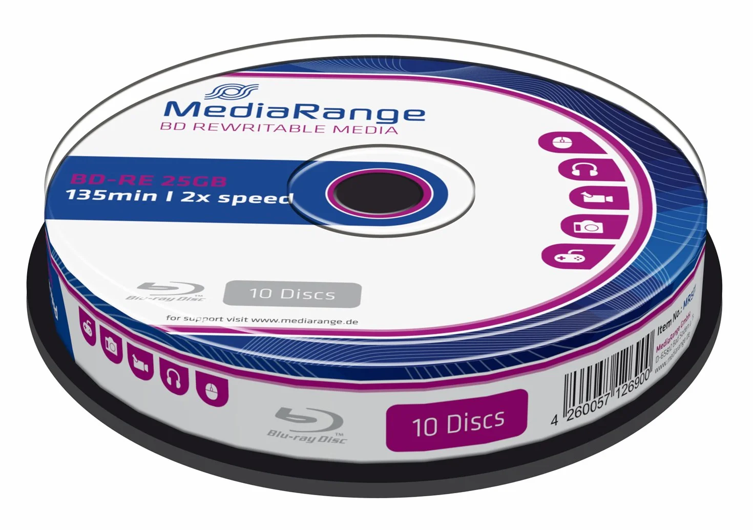 MediaRange BD-RE 25 GB 2x prędkość zapisu 10 szt