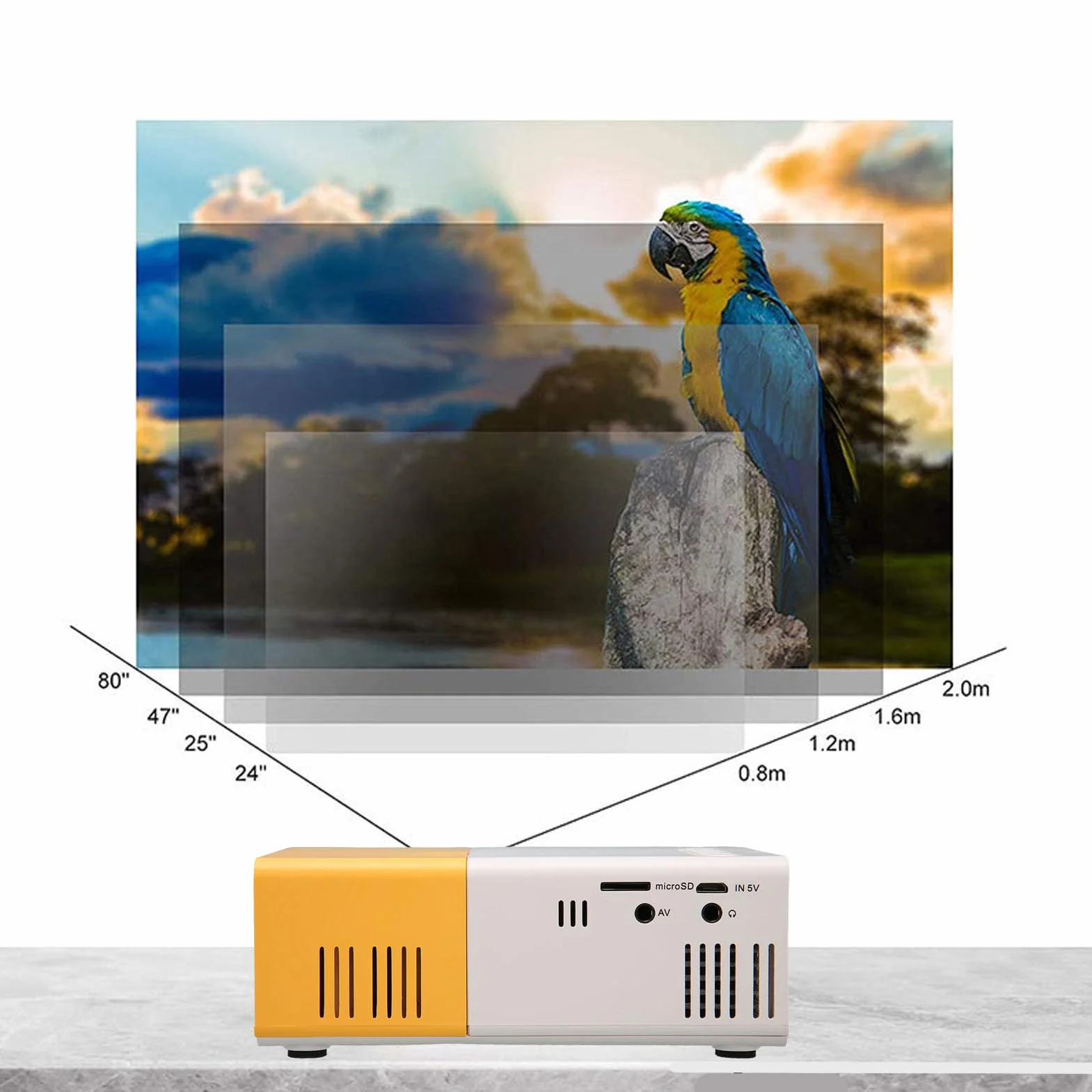 Mini Projektor Przenośny Projektor Wideo, Multimedialny Projektor Kina Domowego, Projektor Telefoniczny Smart HD 1080P HiFi, do Karty Pamięci Interfejsu Multimedialnego USB HD