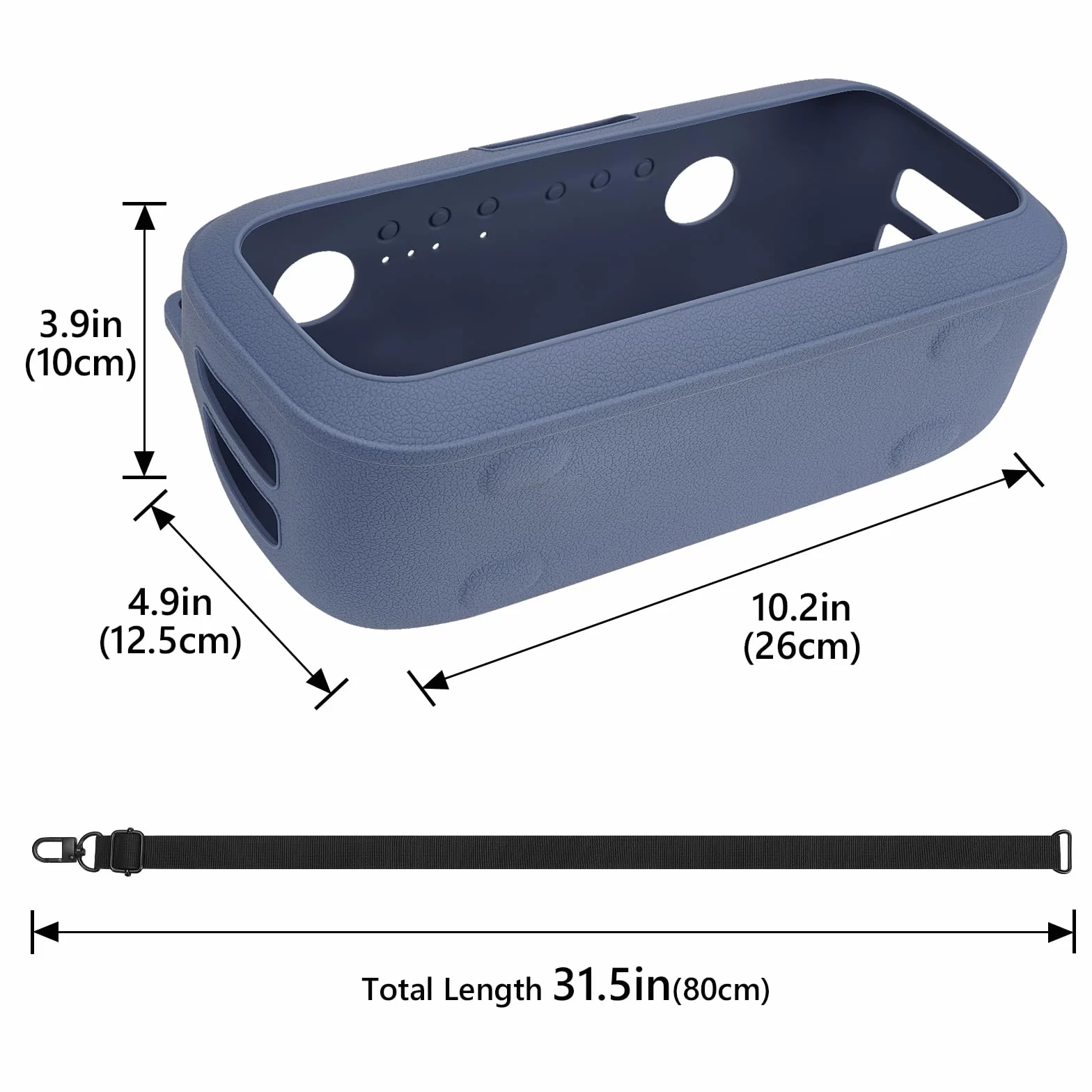Geekria Silikonowe etui na głośnik kompatybilne z Bose SoundLink Max, ochronna miękka skóra, zamiennik przenośnych głośników, rękaw podróżny z paskiem na ramię (niebieski)