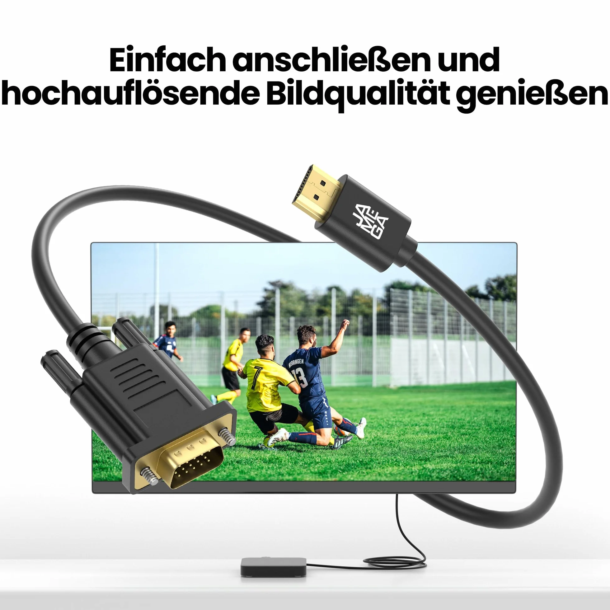 JAMEGA - Kabel konwertera HDMI na VGA 1,5 m | pozłacany HDMI na VGA D-SUB 15-pinowy HDTV 1080P rozdzielczość kompatybilny z komputerem, komputerem, laptopem, komputerem, projektorem