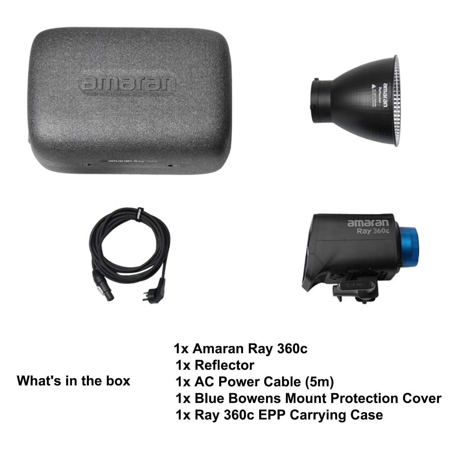 Amaran Ray 360c kolorowa lampa wideo RGB, 360 W Bowens Mount ciągłe oświetlenie wyjściowe CCT 1800 K-20 000 K, 17 130 luksów / 1 m obsługa aplikacji / sterowanie DMX do fotografii