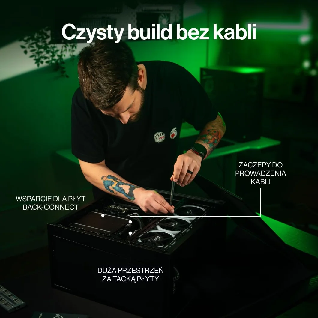 ENDORFY Fishtank 6000 Flex, obudowa PC ATX E-ATX gamingowa, panoramiczna szkło hartowane, USB-C, chłodzenie 2x 360 mm, do 9 wentylatorów, GPU do 445 mm, nowoczesna czarna obudowa komputerowa