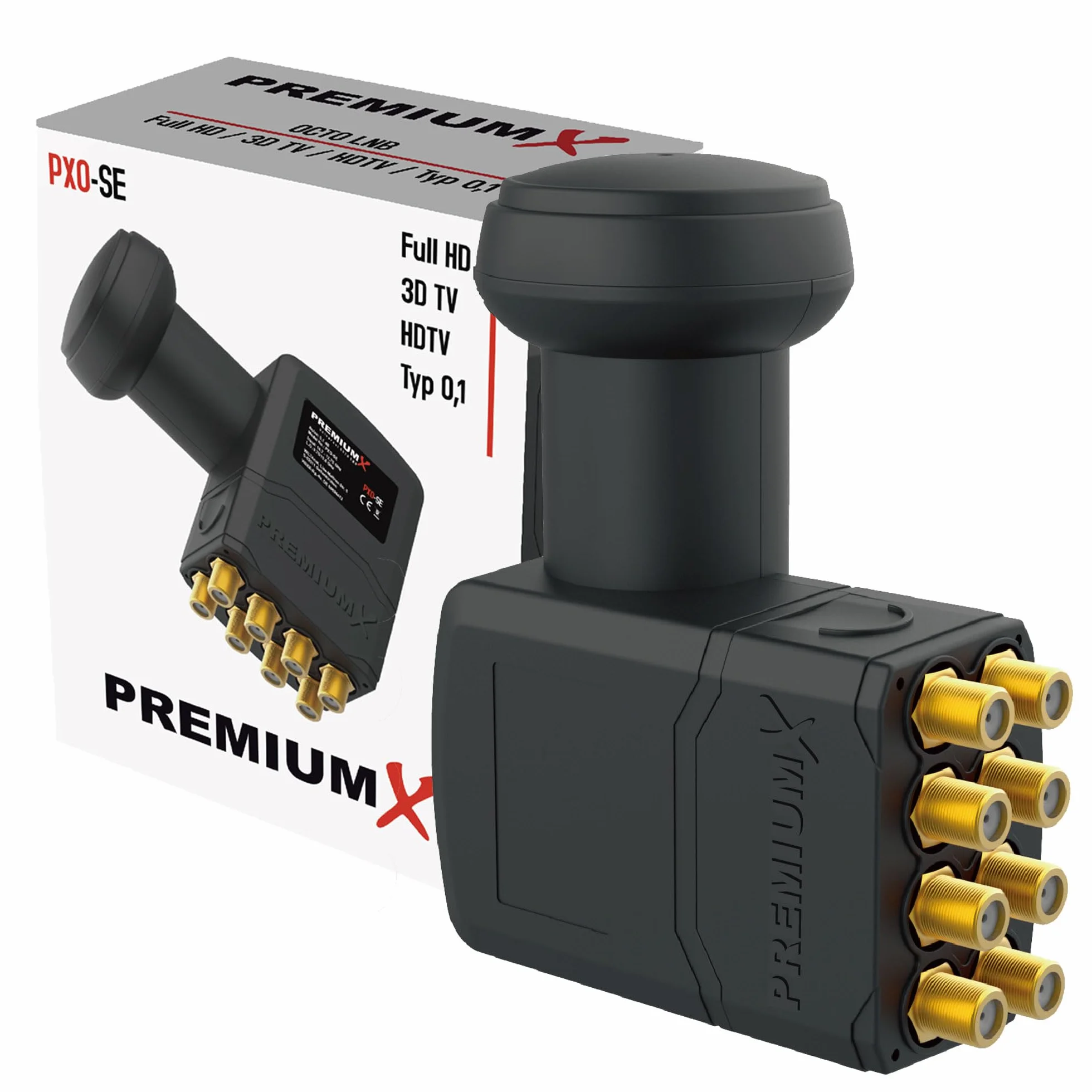 PremiumX Octo LNB 4K dla 8 uczestników Direct SAT 8-drożny LNC 0,1 dB Digital HDTV FullHD 3D UHD HD