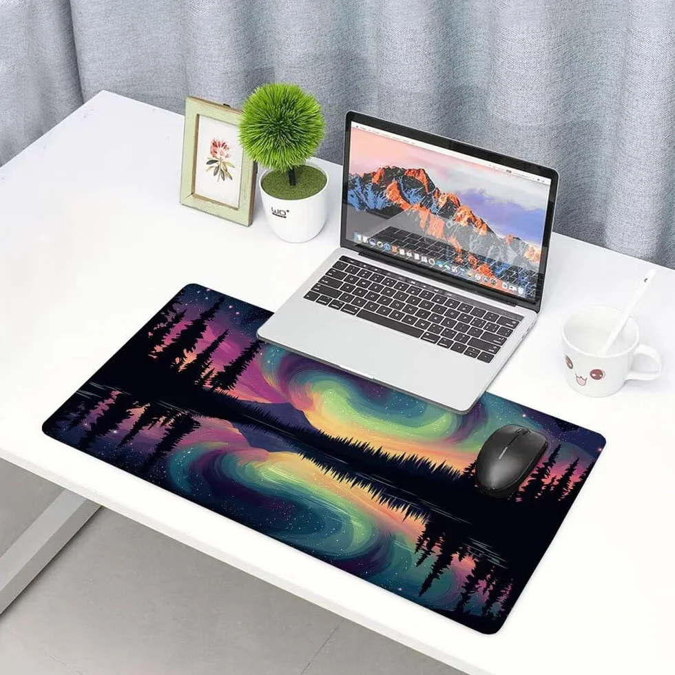 Podkładka pod mysz do gier xxl akcesoria do biurka czarne Aurora duża podkładka pod mysz i klawiaturę podkładka na biurko, akcesoria do gier komputerowe 1200 x 600 x 3 mm antypoślizgowa podstawa, do