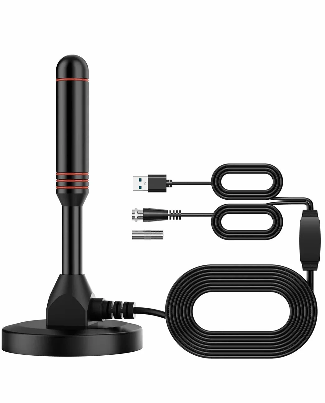 Vecys Cyfrowa Antena Telewizyjna DVB-T2 Przenośna Wewnętrzna Zewnętrzna DTMB z Podstawą Magnetyczną Kabel 5m USB TV