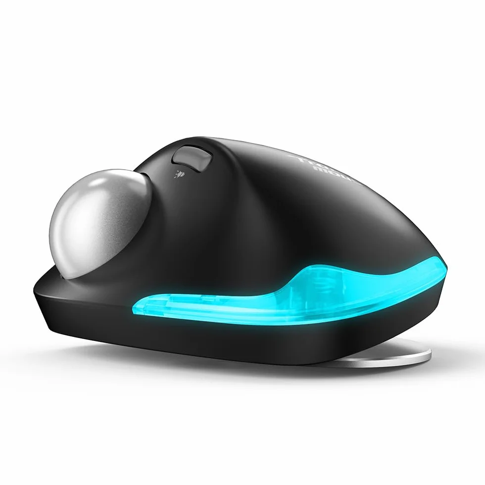 Bezprzewodowa mysz trackballowa, mysz Bluetooth, ładowalna, sterowanie kciukiem, 3 urządzenia, 4800 DPI, 8 klawiszy, ergonomiczna mysz bezprzewodowa do laptopa, komputera, tabletów