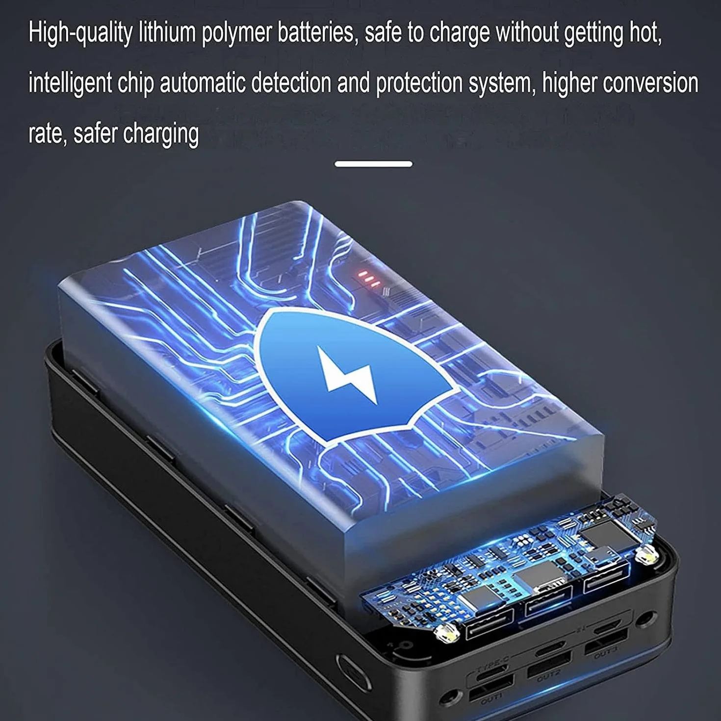 Przenośna ładowarka powerbank wbudowane kable do ładowania prosta stylowa i kompaktowa konstrukcja szybkie ładowanie 40000-100000 mAh akumulator USB o dużej pojemności do smartfonów, tabletów, konsol