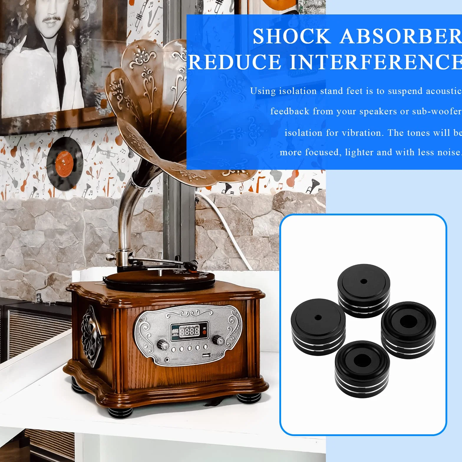 4 szt. izolacyjne nóżki głośnikowe zderzaki, aluminiowy stojak izolacyjny głośnika HiFi AMP, do kina domowego, elektroniki, sprzętu audio