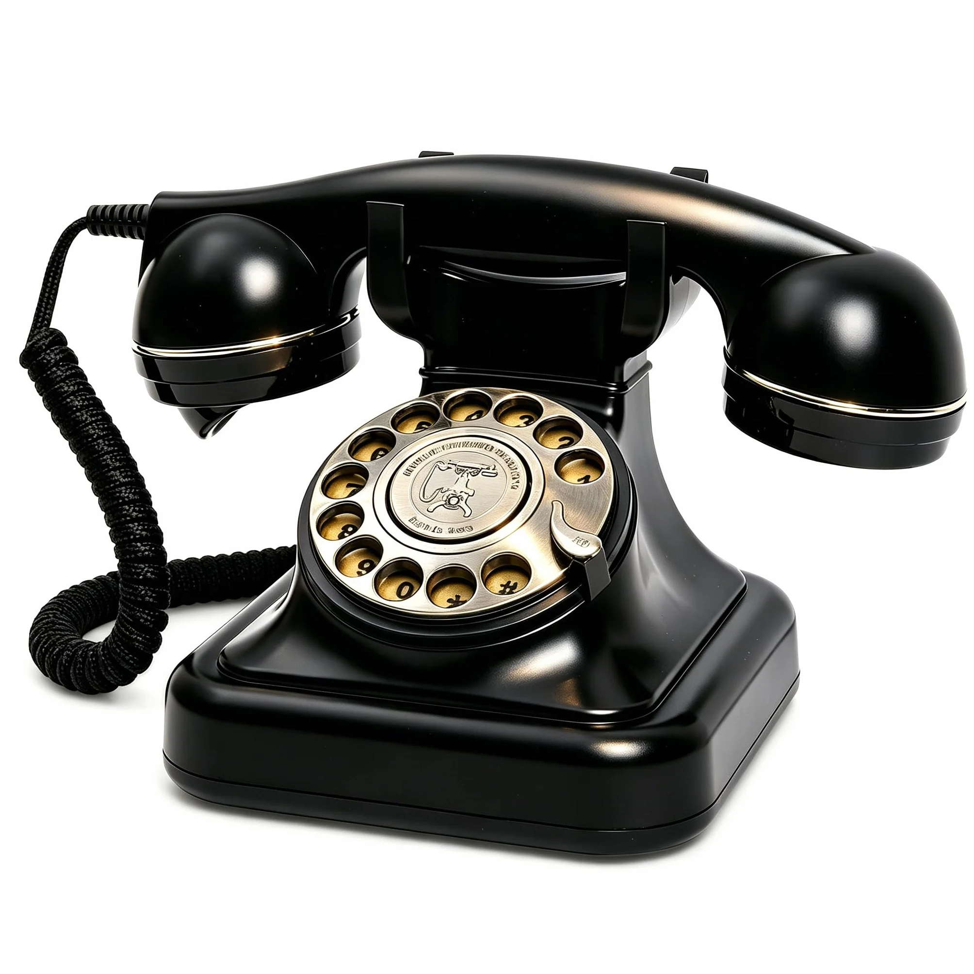 Obrotowe telefony stacjonarne w stylu retro z mechanicznym dzwonkiem, regulacja głośności, ponowne wybieranie, nie wymaga zasilania prądem zmiennym, staromodny antyczny telefon do domowego biura do