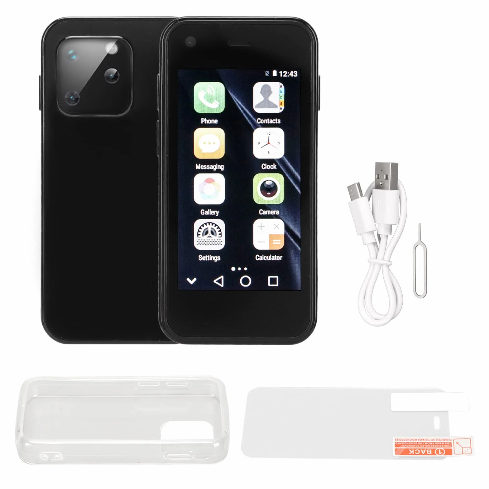 Odblokowany Mini Smartfon 2,5 Cala, Lekki Ekran Dotykowy HD 3G WiFi GPS 1 GB 8 GB Czterordzeniowy Telefon Komórkowy z Systemem Android, dla Dzieci Pracujących Telefon Zapasowy(Czarny)