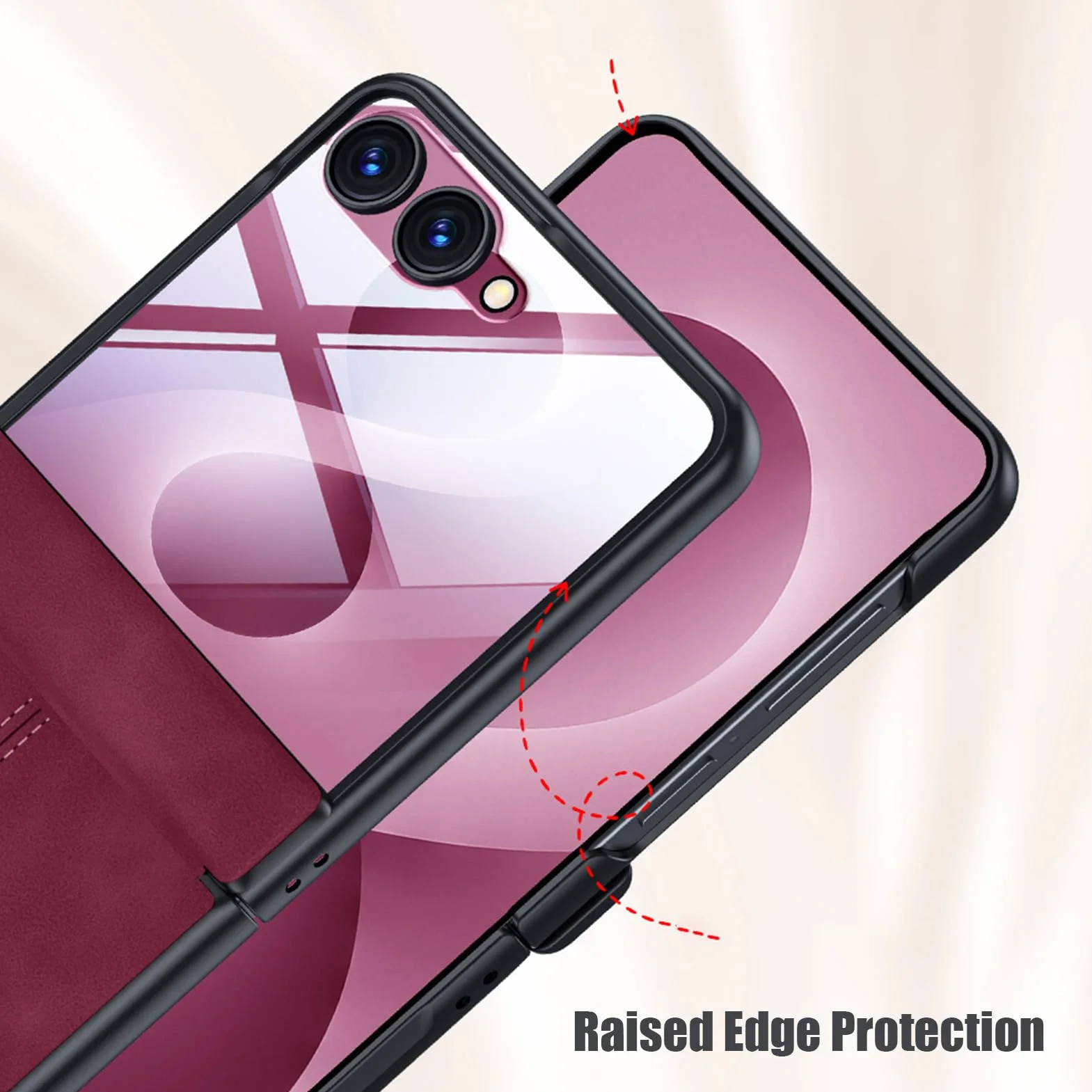 Skórzane etui do Samsung Galaxy Z Flip 8, matowe zawiasy smukłe etui ze szkła hartowanego ochrona ekranu etui biznesowe, pomarańczowe, Flip 8