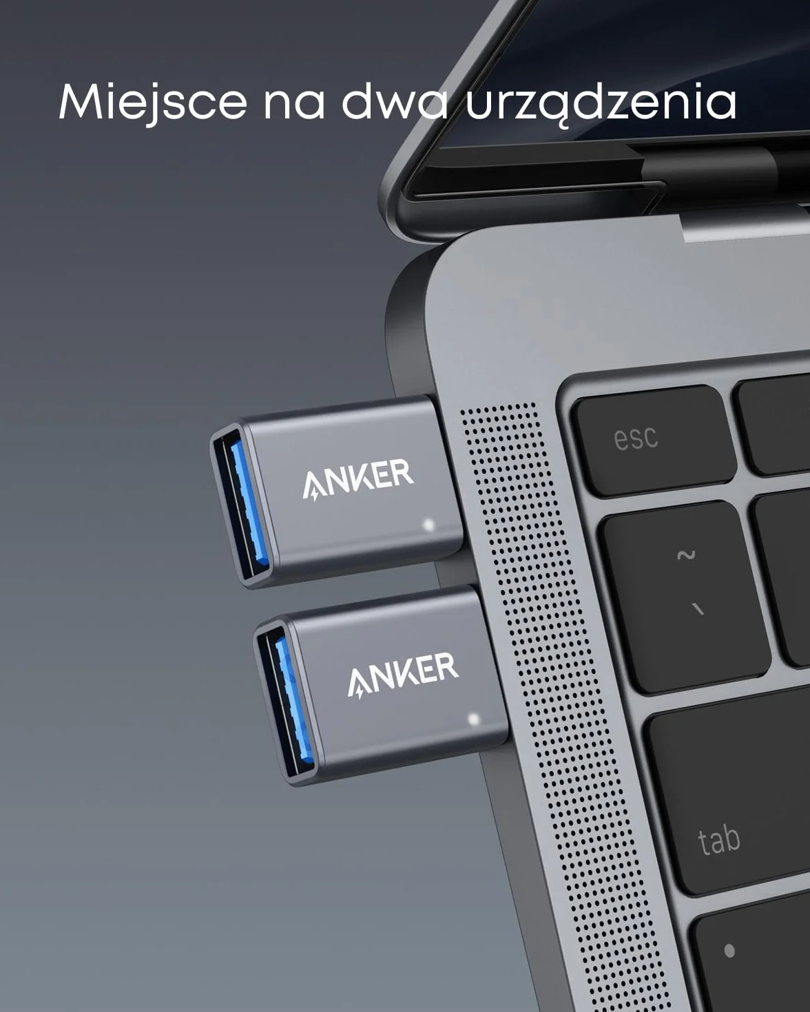 Adapter USB C Anker (2 sztuki), adapter USB C do USB, szybki transfer danych dla MacBook Pro 2020, iPad Pro 2020, Samsung Notebook 9, Dell XPS i innych urządzeń z portem typu C